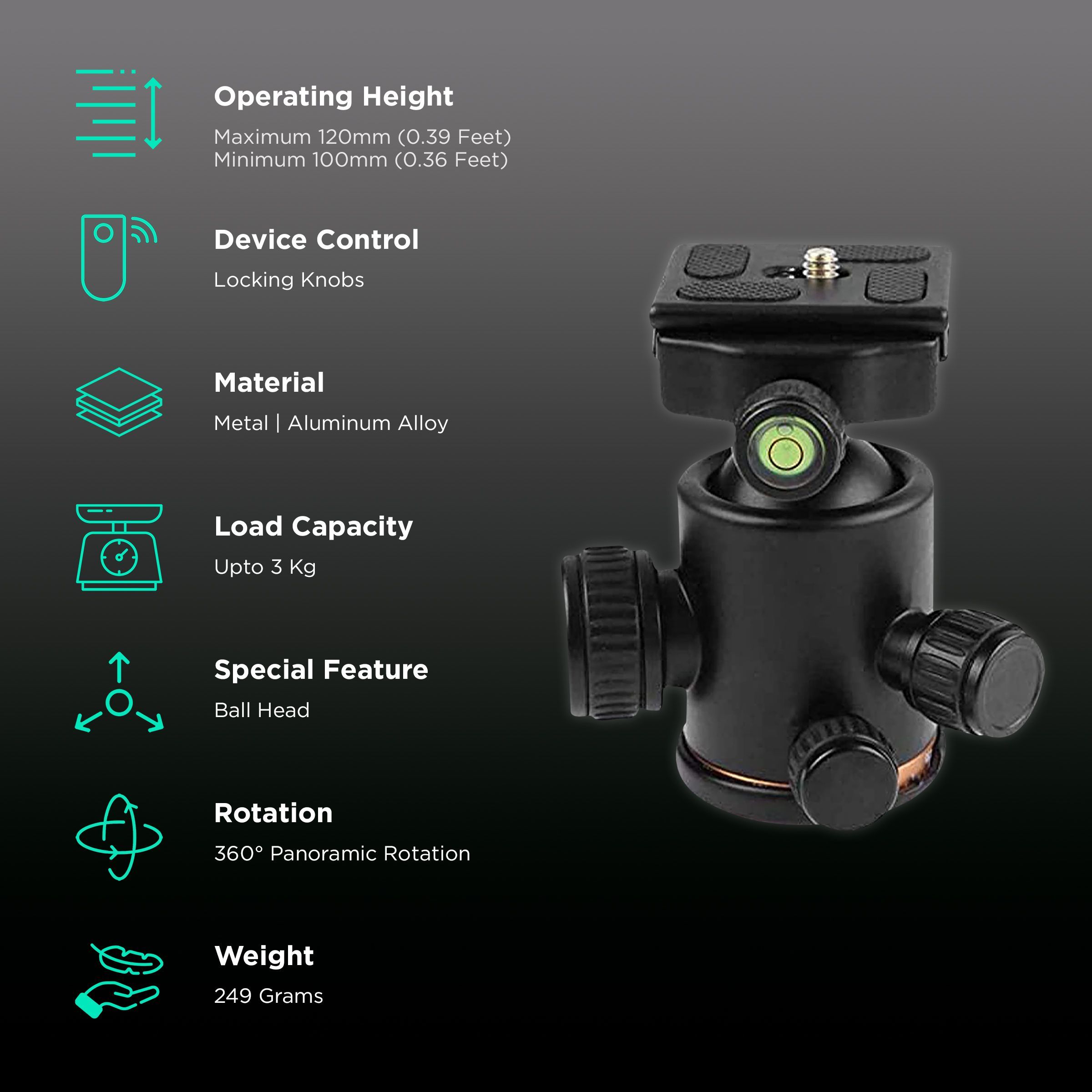 HIFFIN Professional Tripod Mount for Camera (360 Degree Rotation, Black)_2