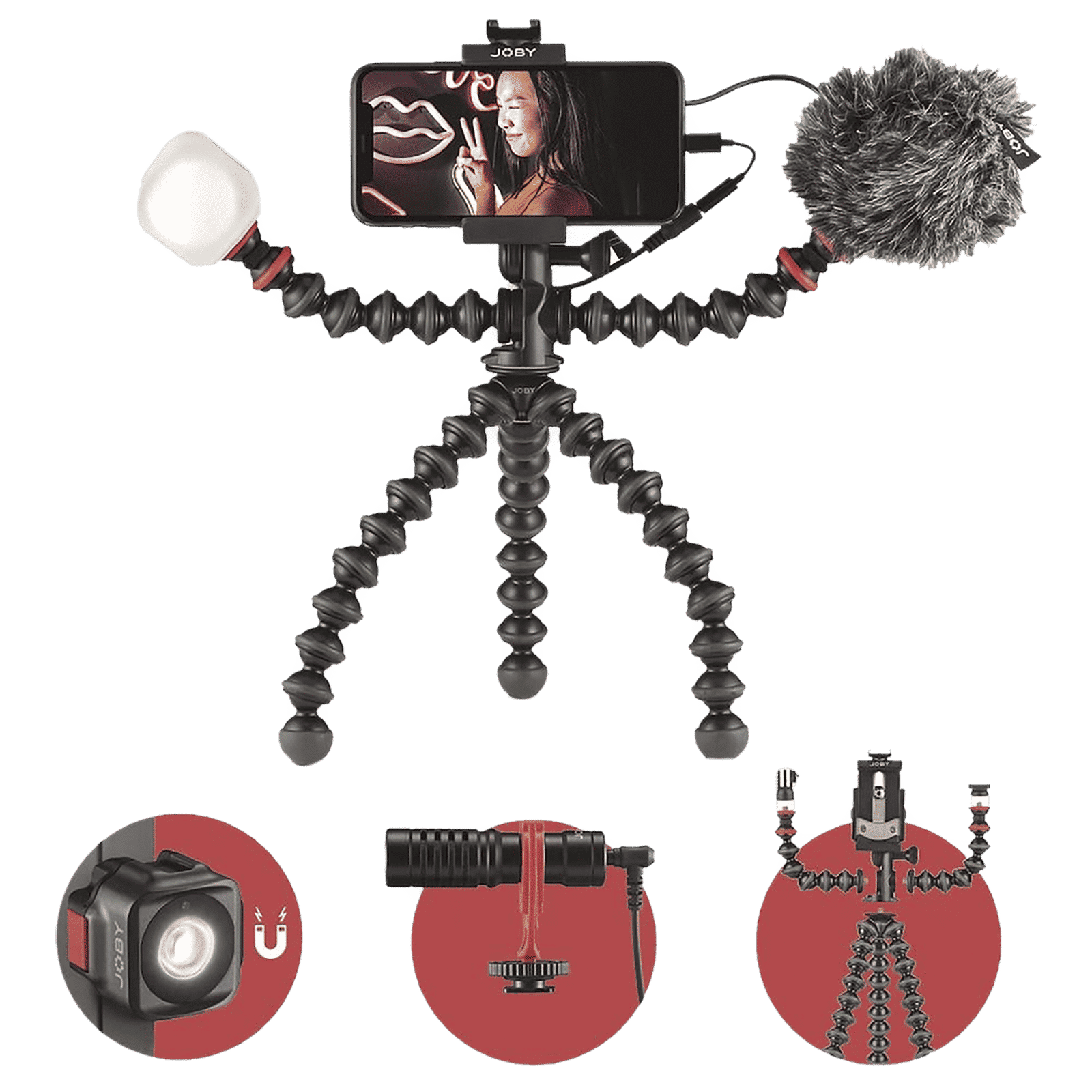 JOBY GorillaPod 33cm Adjustable Tripod for Mobile and Camera with Mic (Flexible Legs, Black)_11