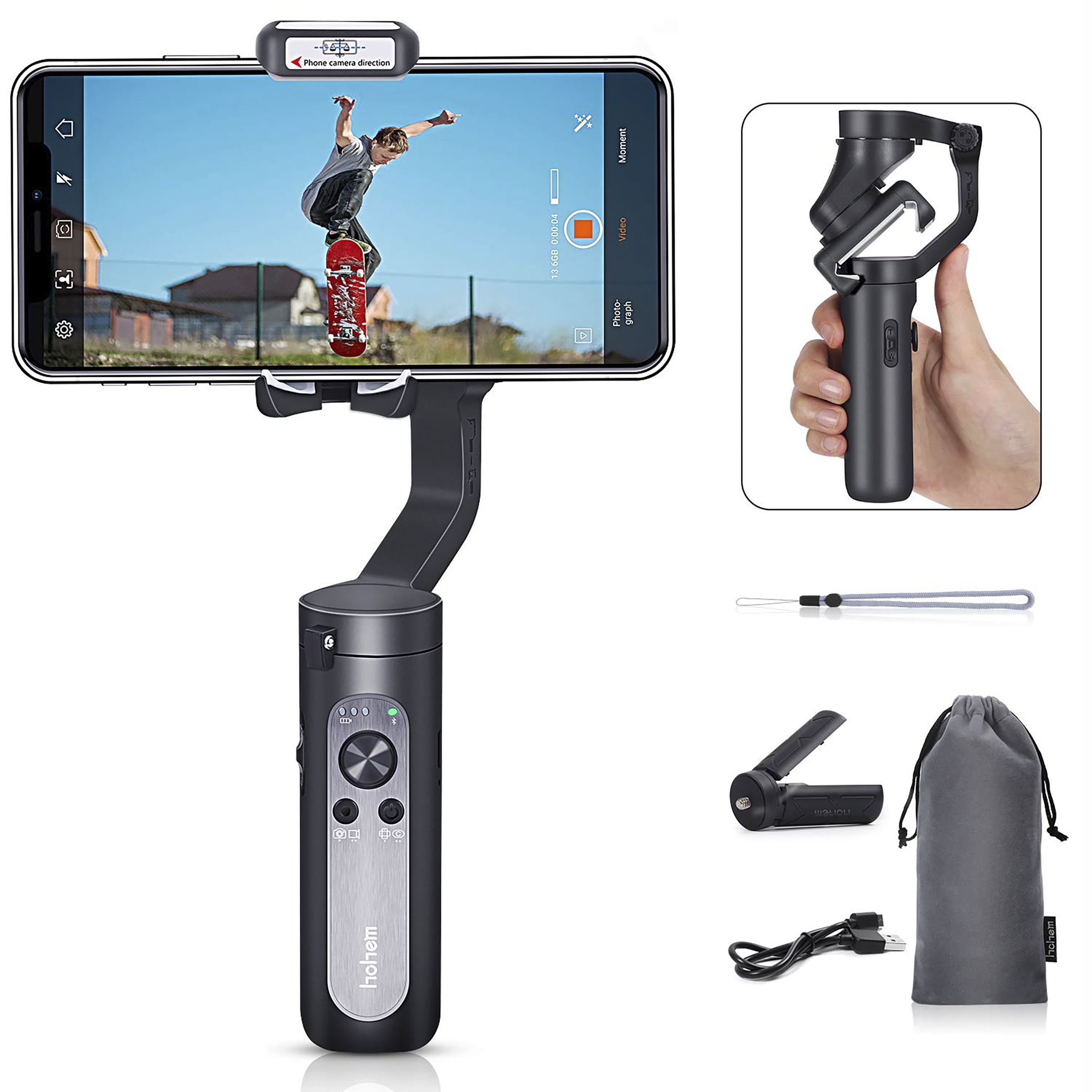 Hohem iSteady X 3-Axis Gimbal for Mobile (iSteady 3.0 Stabilization, Black)_15