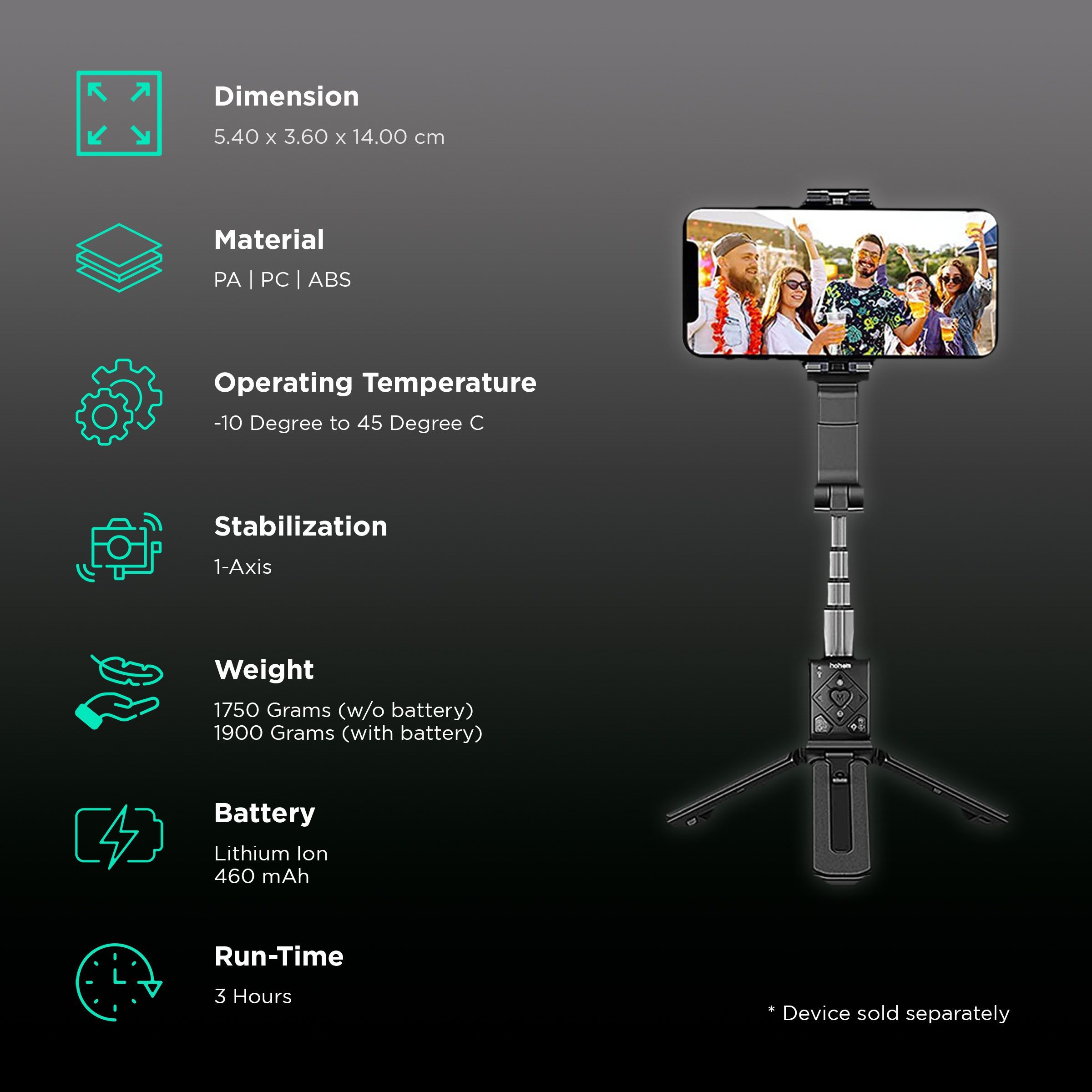 Hohem iSteady Q 1-Axis Gimbal for Mobile (Face Tracking, Black)_2