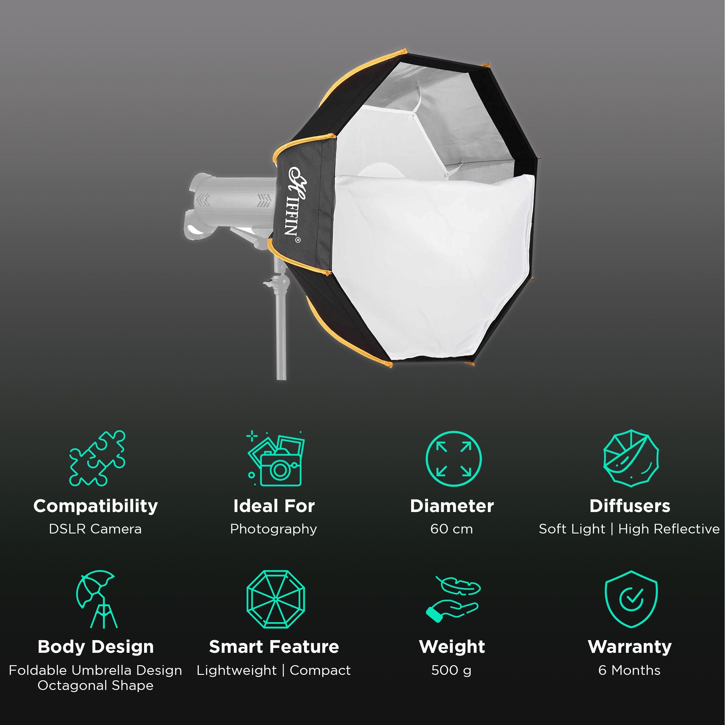 HIFFIN Softbox with Carry Bag for Still Photography (Octagonal Design)_2