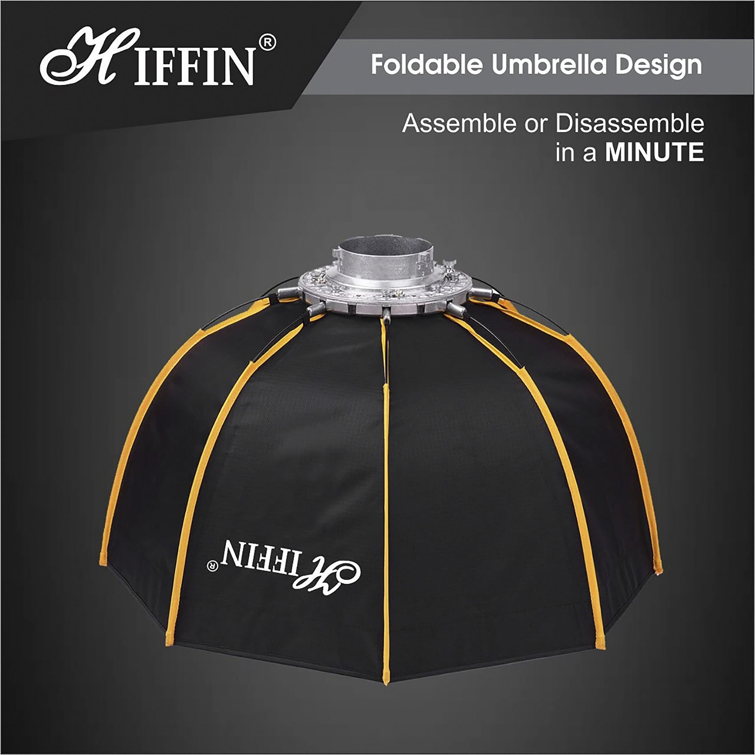 HIFFIN Softbox with Metal Bracket, Diffuser Sheets & Carry Case for Photography & Interviews (Foldable Umbrella Design)_9