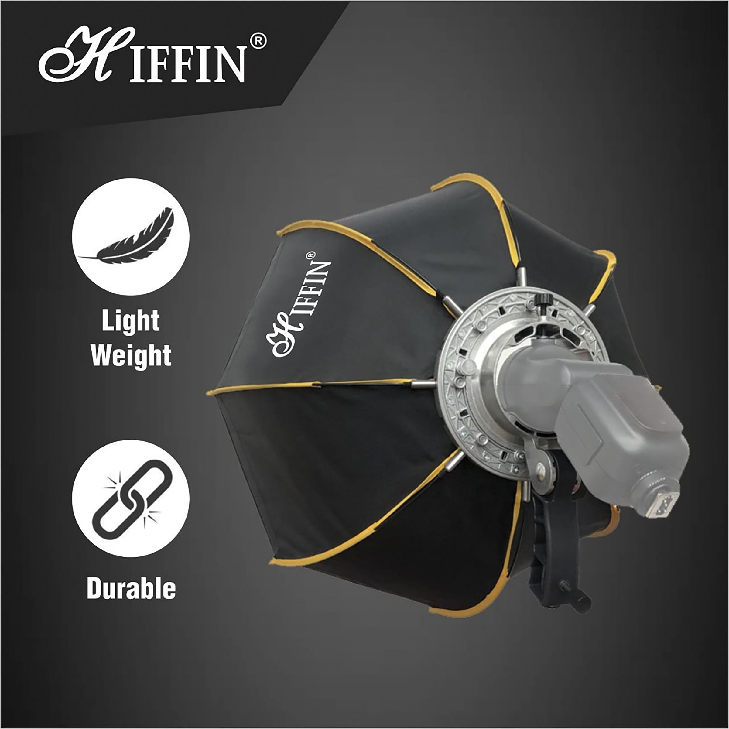 HIFFIN Softbox with Metal Bracket, Diffuser Sheets & Carry Case for Photography & Interviews (Foldable Umbrella Design)_11