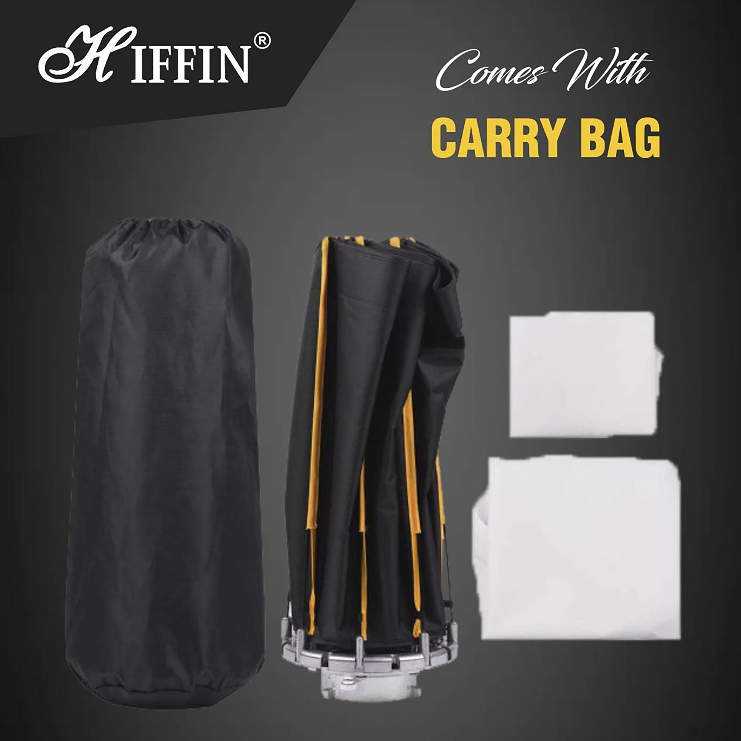 HIFFIN Softbox with Metal Bracket, Diffuser Sheets & Carry Case for Photography & Interviews (Foldable Umbrella Design)_4