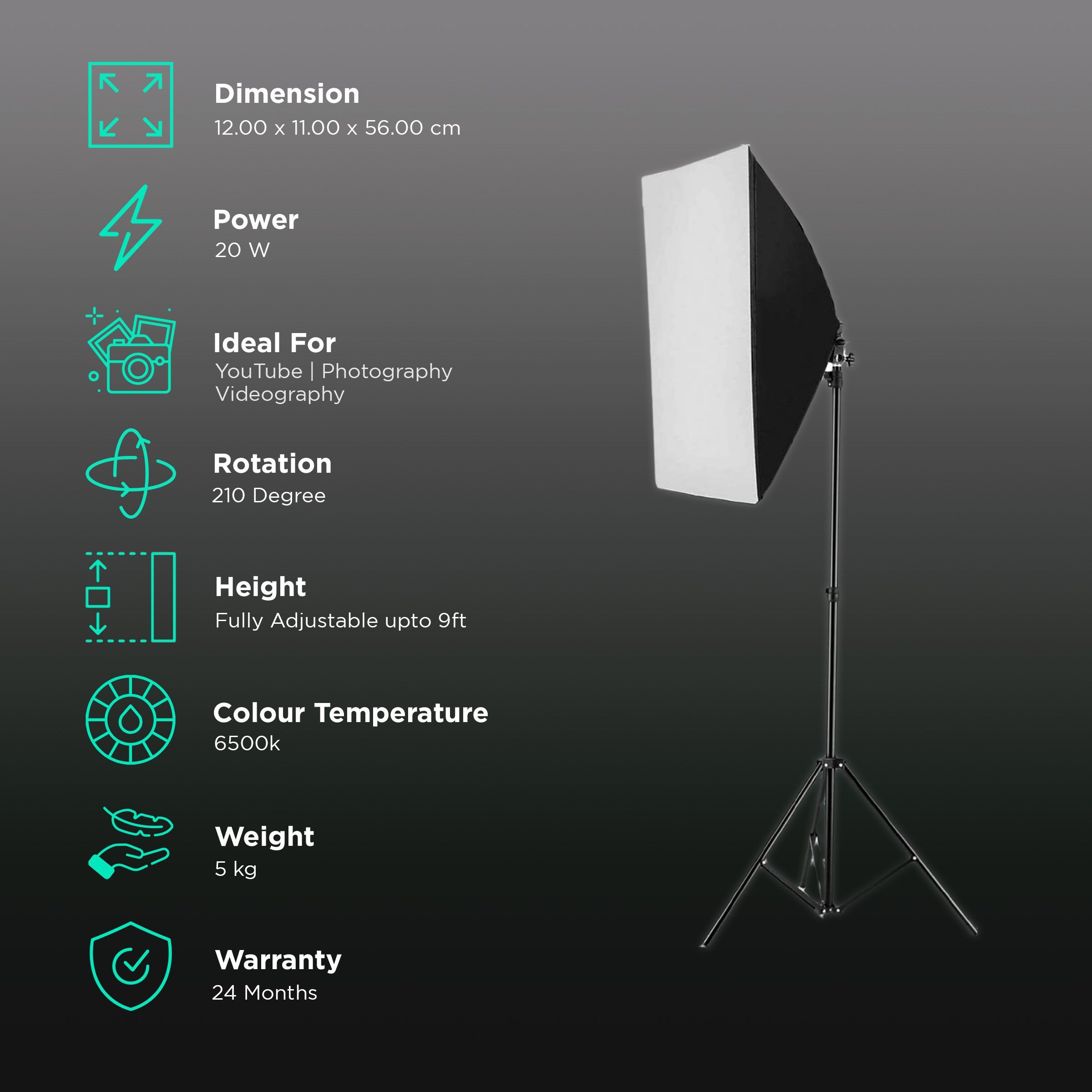 HIFFIN Softbox Kit with Bag for YouTube, Product Photography & Videography (5 Bulb Socket)_2