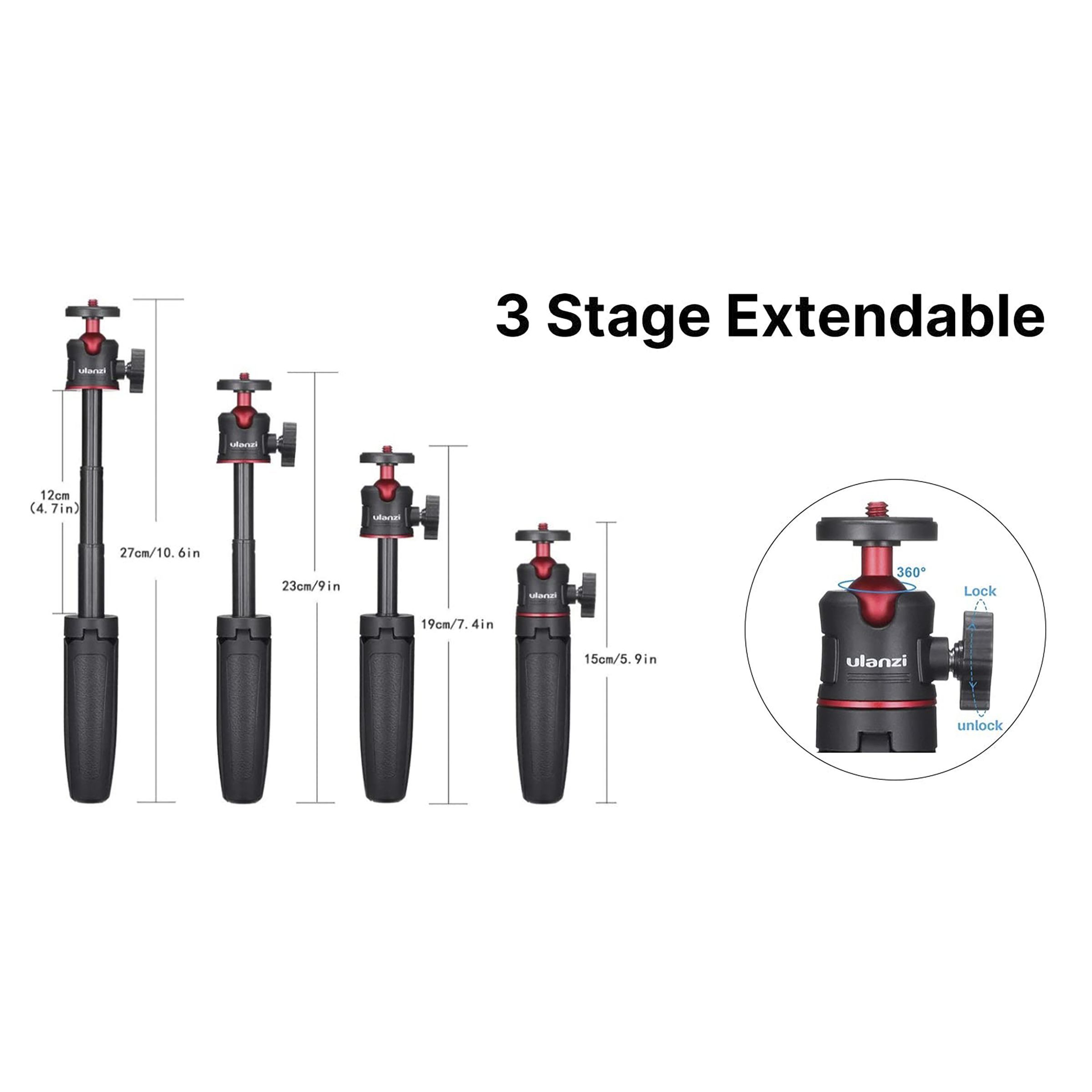 HIFFIN Ulanzi 26.9cm Adjustable Mini Tripod for Mobile (VL-49 LED Light, Black)_4