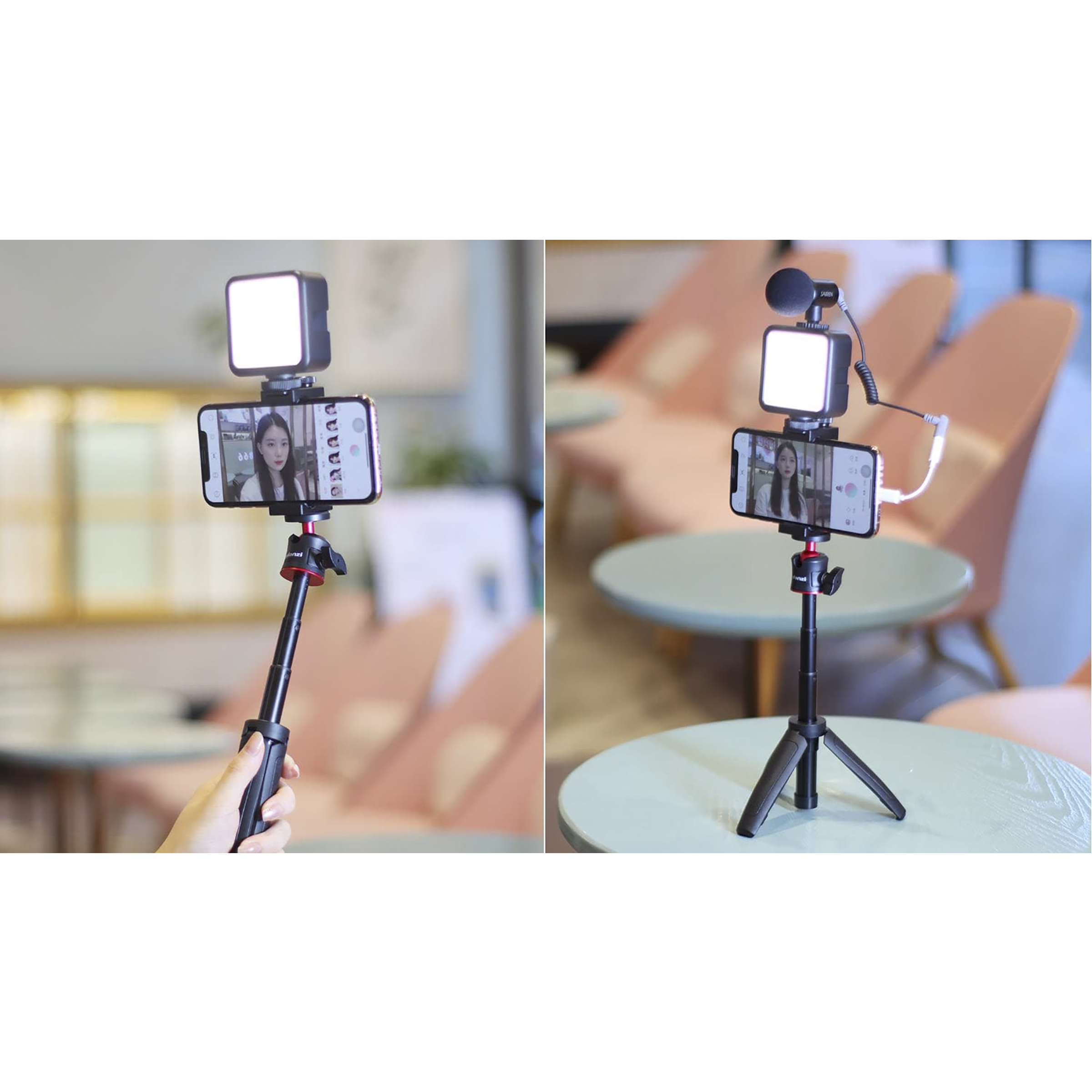 HIFFIN Ulanzi 26.9cm Adjustable Mini Tripod for Mobile (VL-49 LED Light, Black)_3