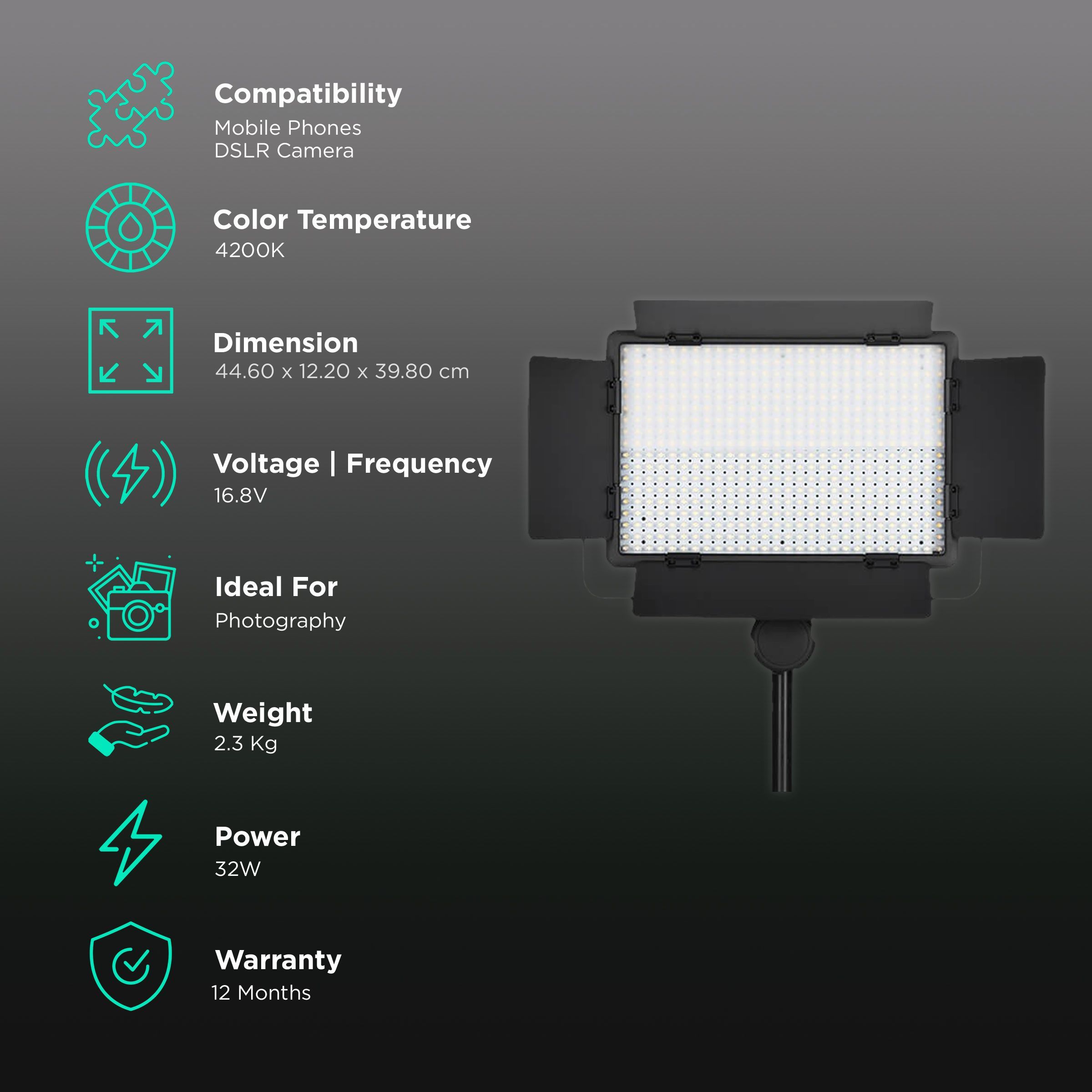 Godox 500C LED Video Light with Remote Control for Photography (Adjustable Brightness)_3