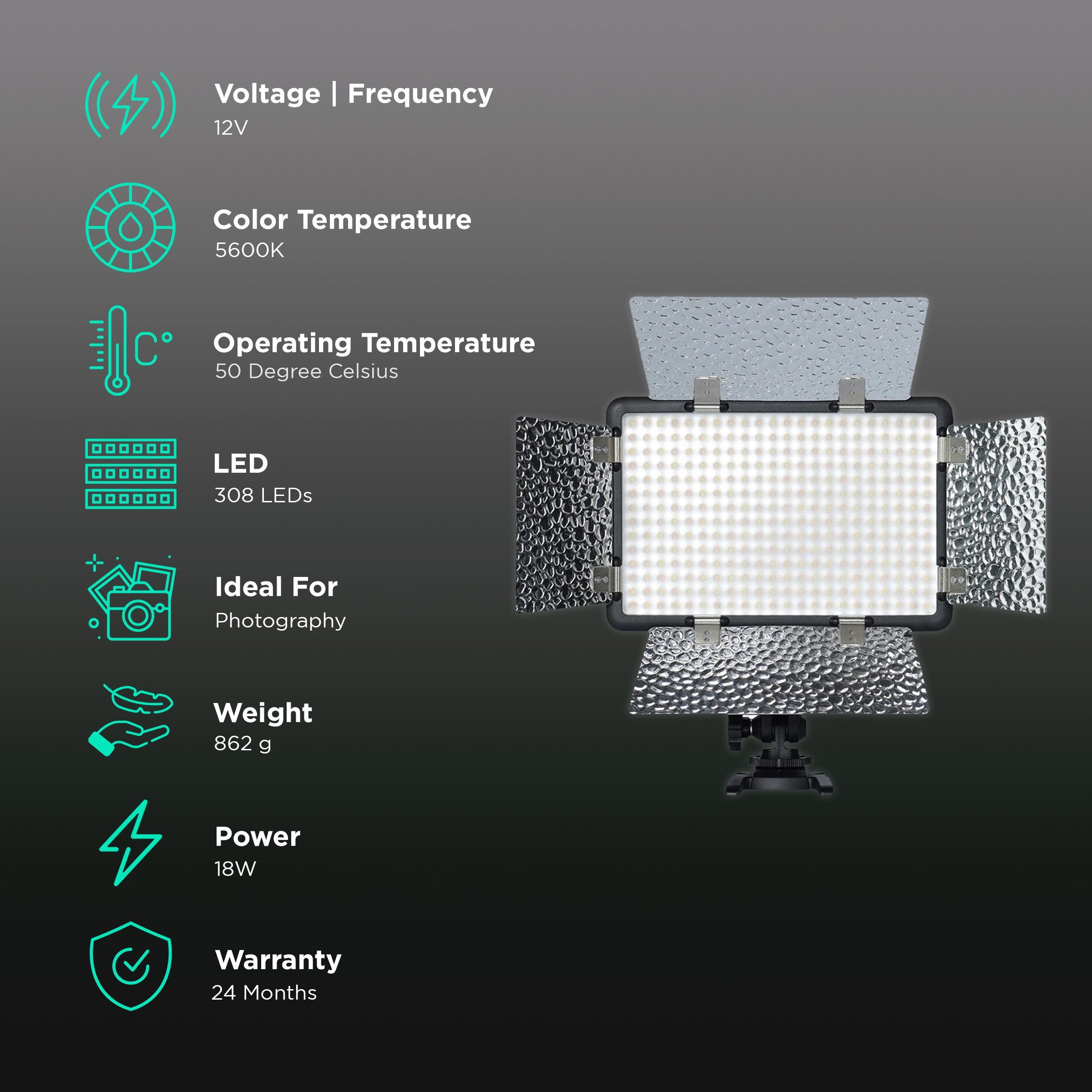 Godox LF308D LED Video Light with Bluetooth Connectivity for Photography (Continuous Lighting Mode)_3