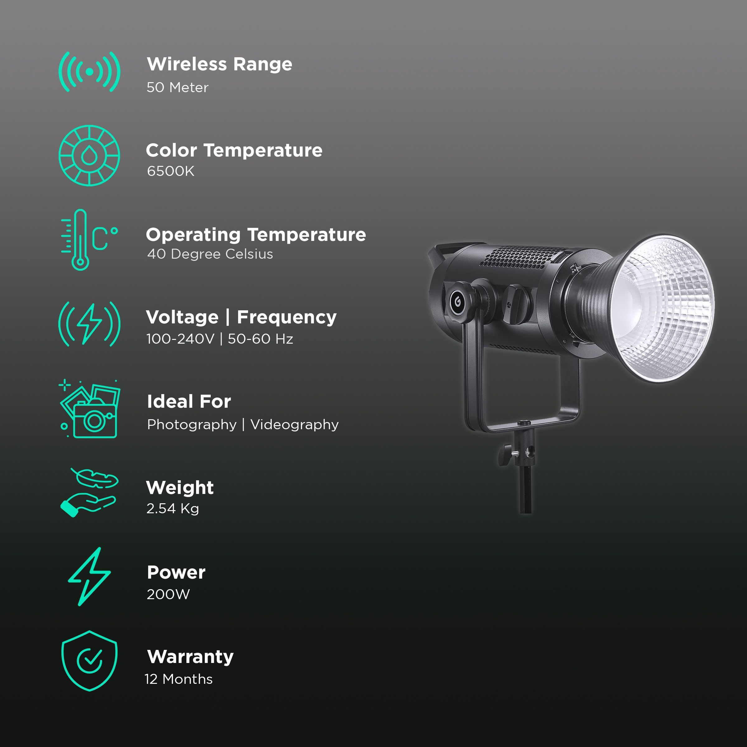 Godox SZ200Bi LED Video Light for Photography & Videography (Built-in Fx Effects)_3