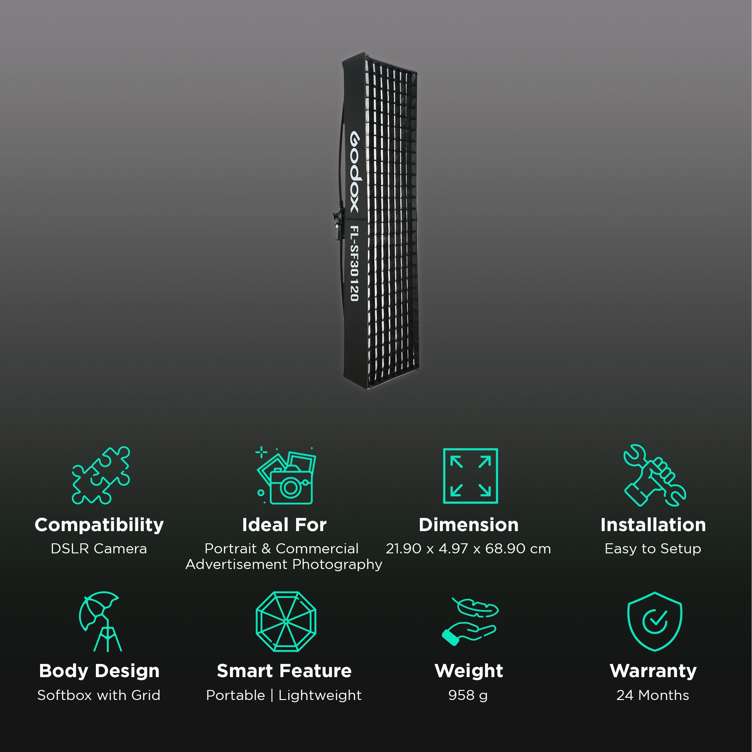 Godox FL Series Softbox with Grid, Diffuser & Bag for FL150R LED Panel (Lightweight & Portable)_2