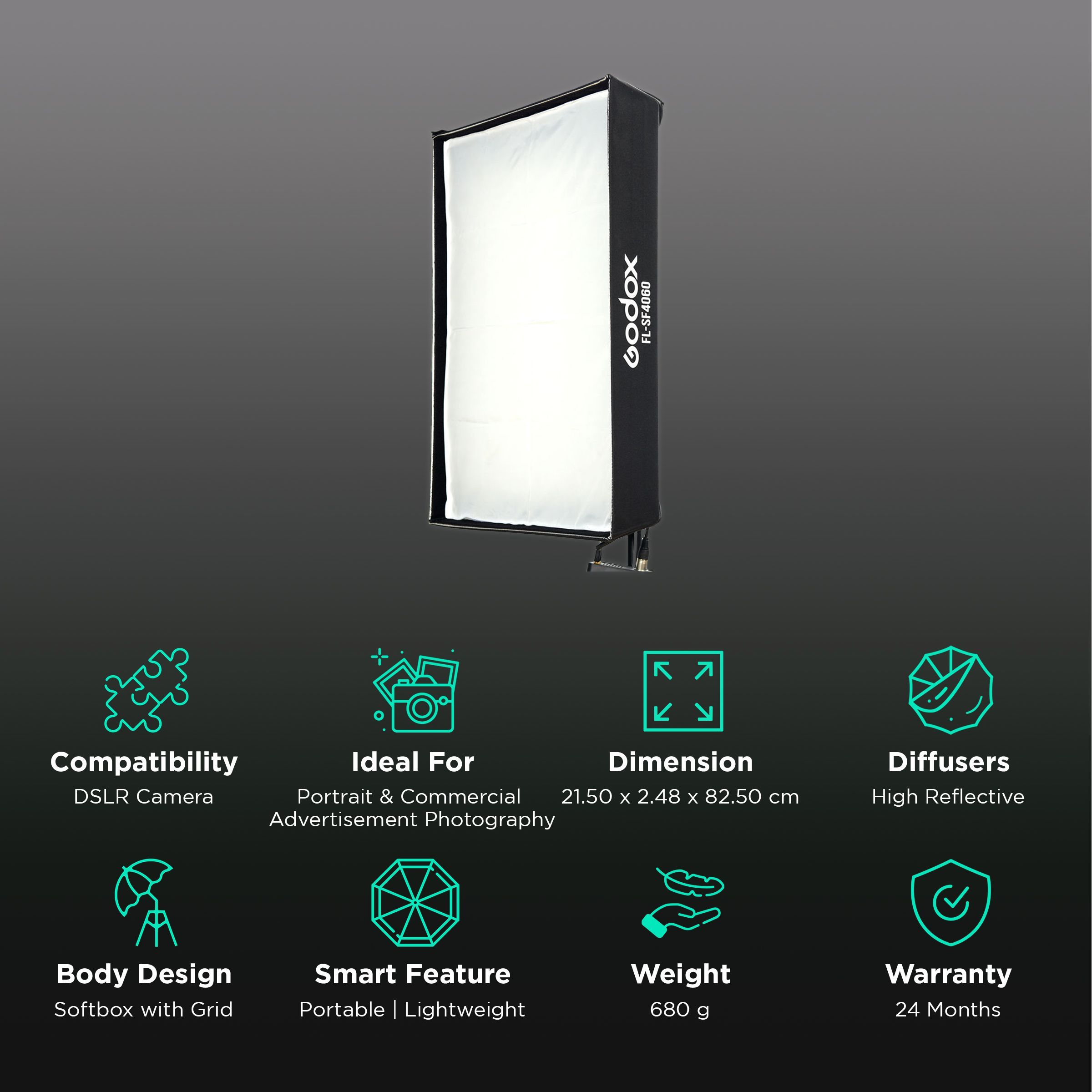 Godox FL Series Softbox with Grid for FL100 LED Photo Light (Lightweight & Portable)_2