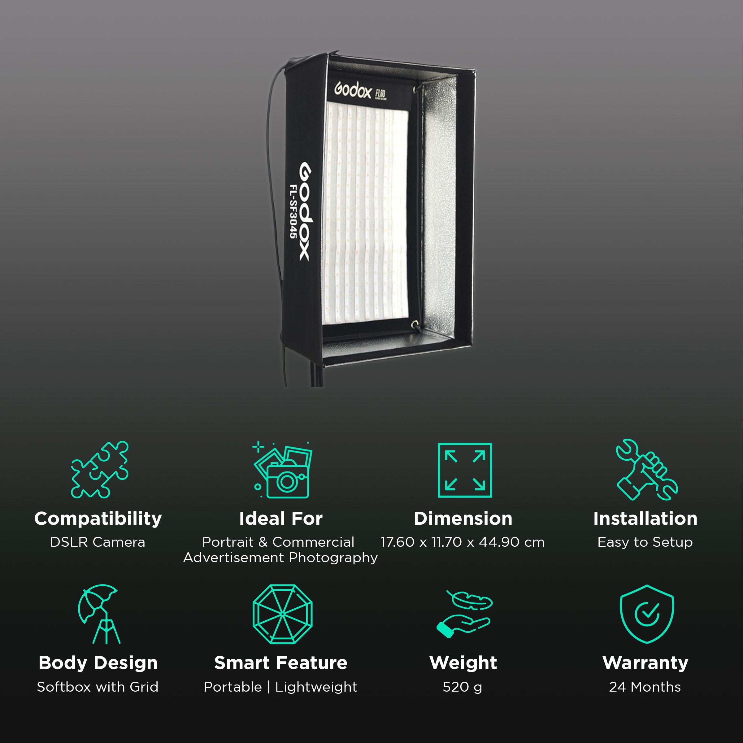Godox FL Series Softbox with Grid for FL60 LED Panel (Lightweight & Portable)_2
