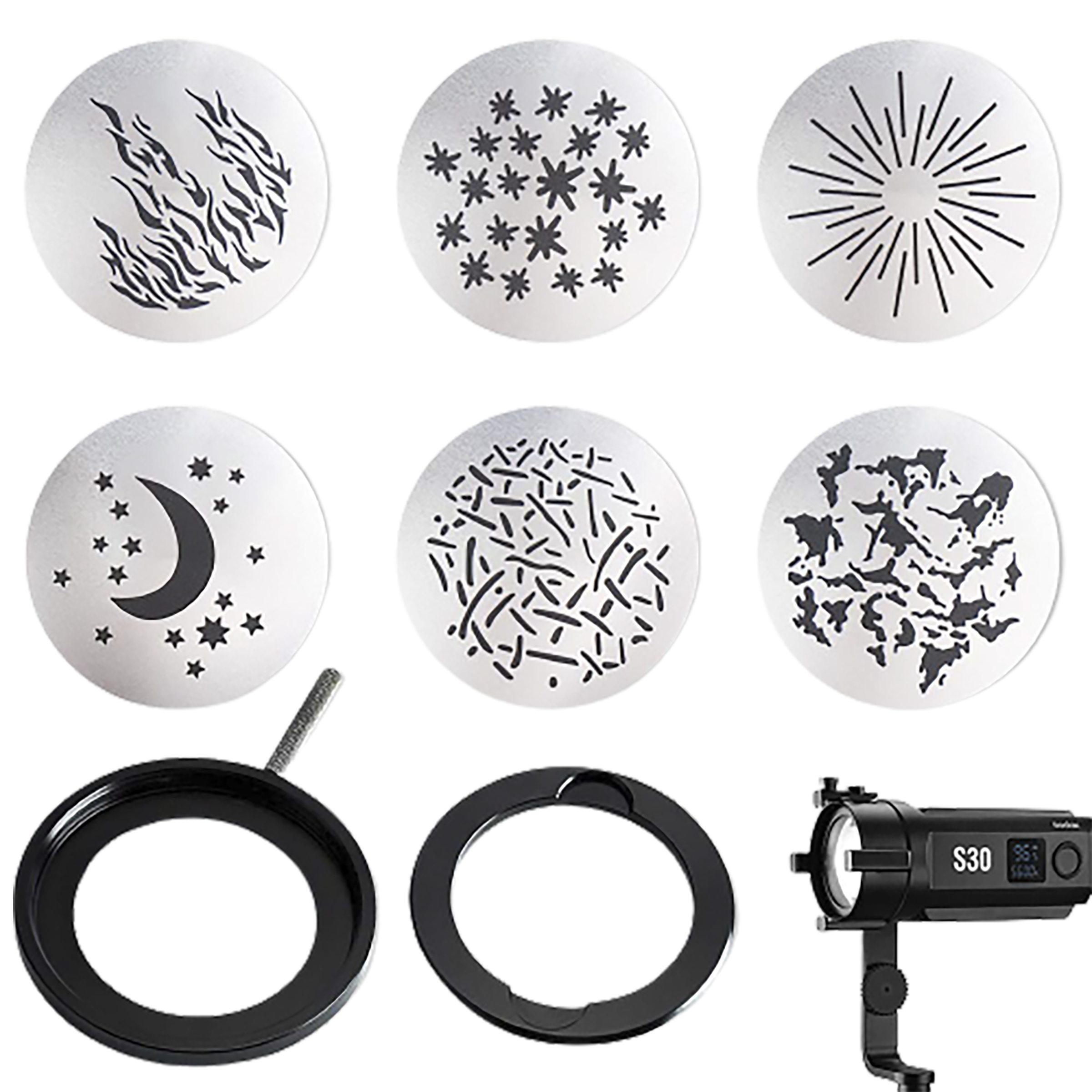 Godox SA-09 Gobo Set for Godox S30 LED Light (6 Pattern Available)_4
