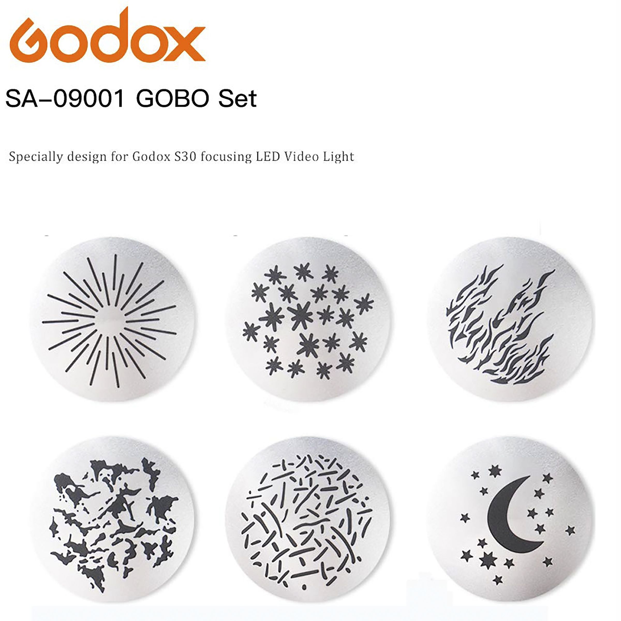 Godox SA-09 Gobo Set for Godox S30 LED Light (6 Pattern Available)_5