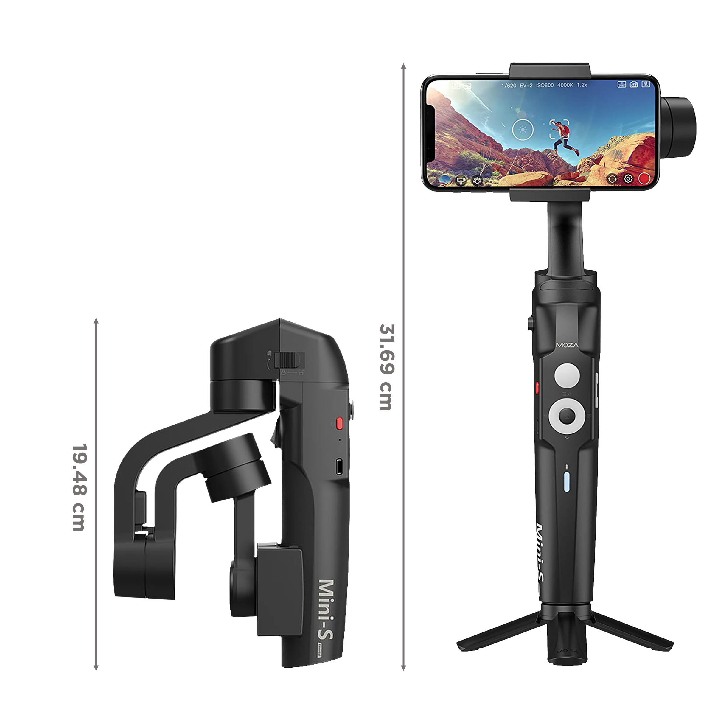 MOZA Mini-S Essential 3-Axis Gimbal for Mobile (Advanced Shooting Modes, Black)_3