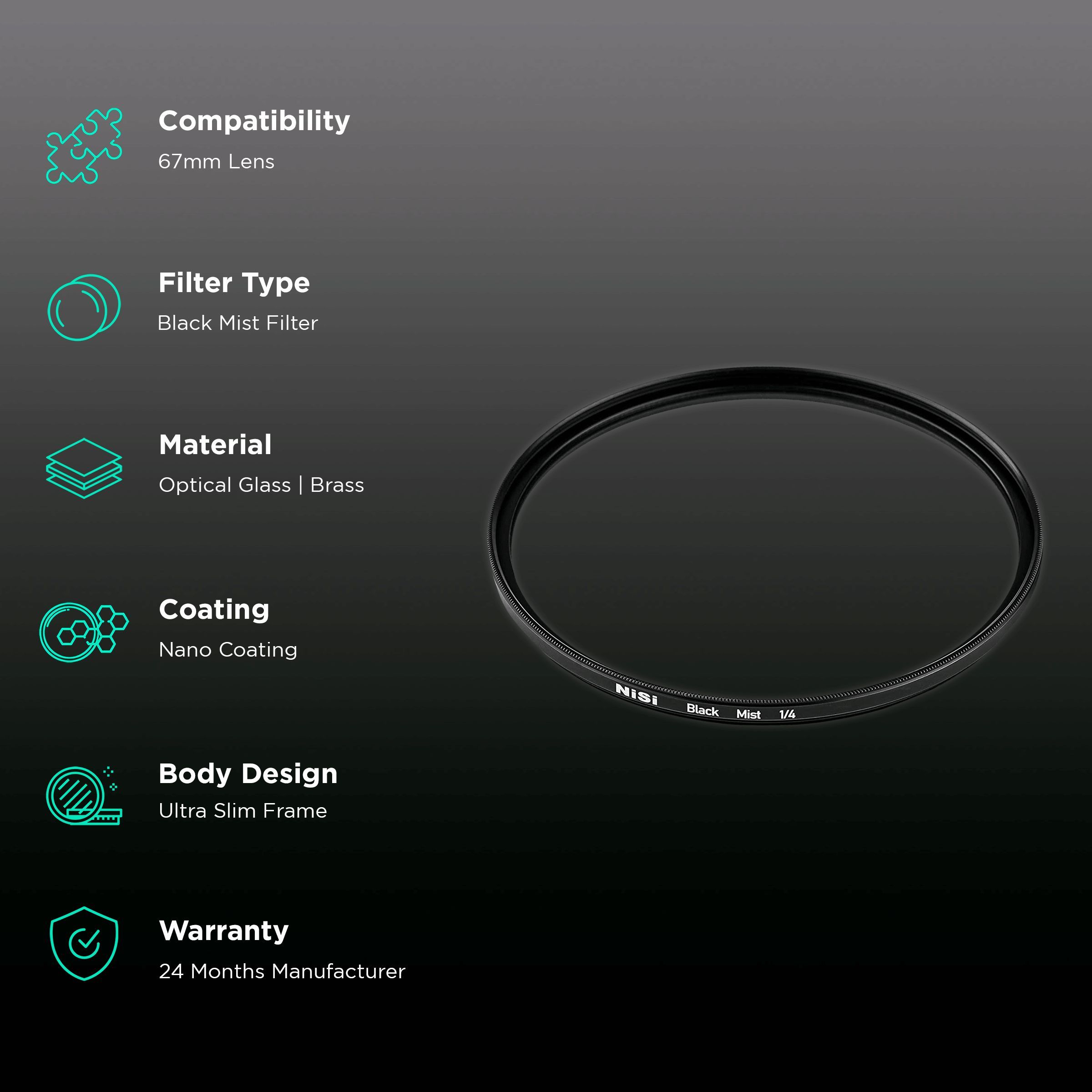 NiSi Black Mist 1/4 67mm Camera Lens Black Mist Filter (Reduces Highlights & Lower Contrast)_2