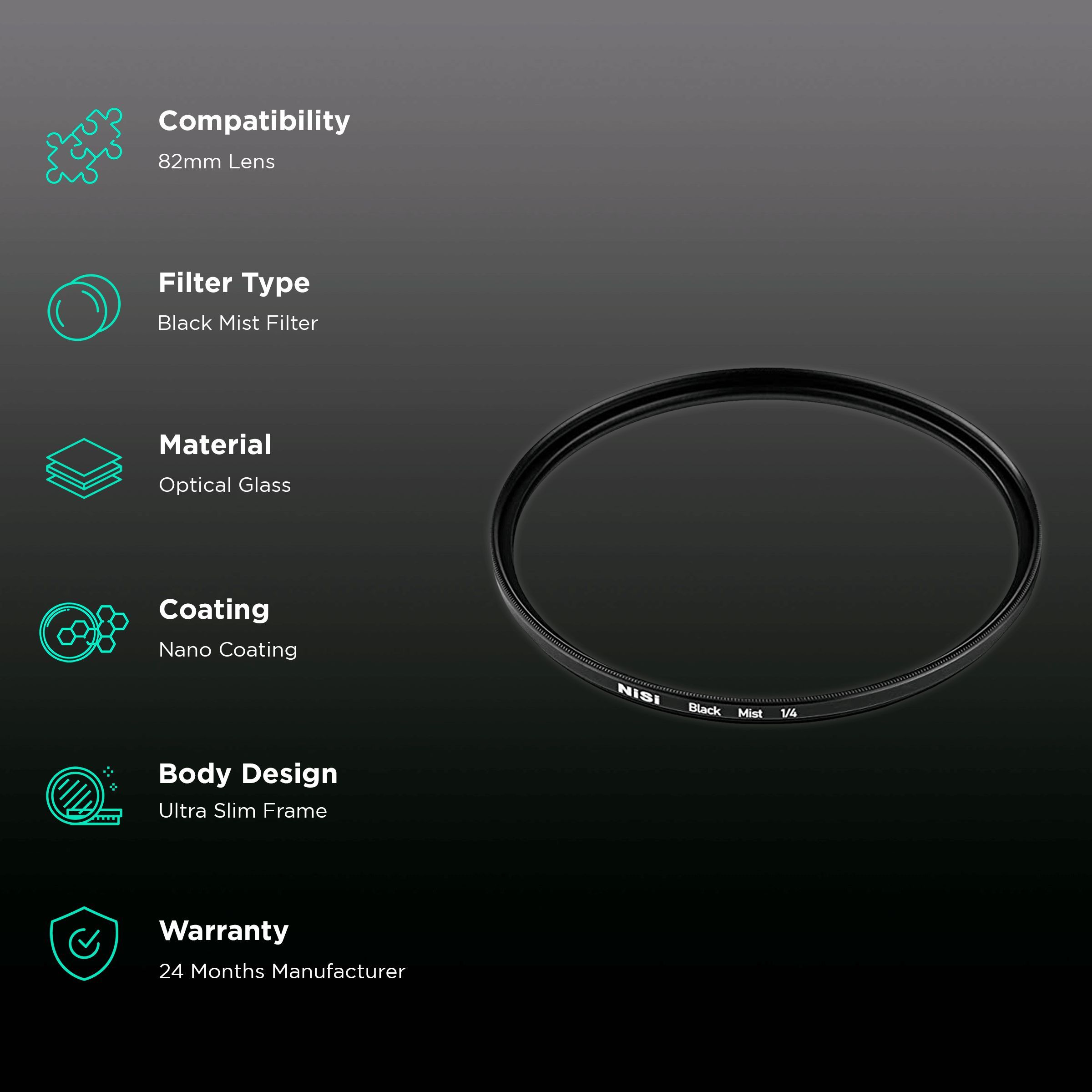 NiSi Black Mist 1/4 82mm Camera Lens Black Mist Filter (Reduces Highlights & Lower Contrast) NiSi Black Mist 1/4 82mm Camera Lens Black Mist Filter (Reduces Highlights & Lower Contrast)_2