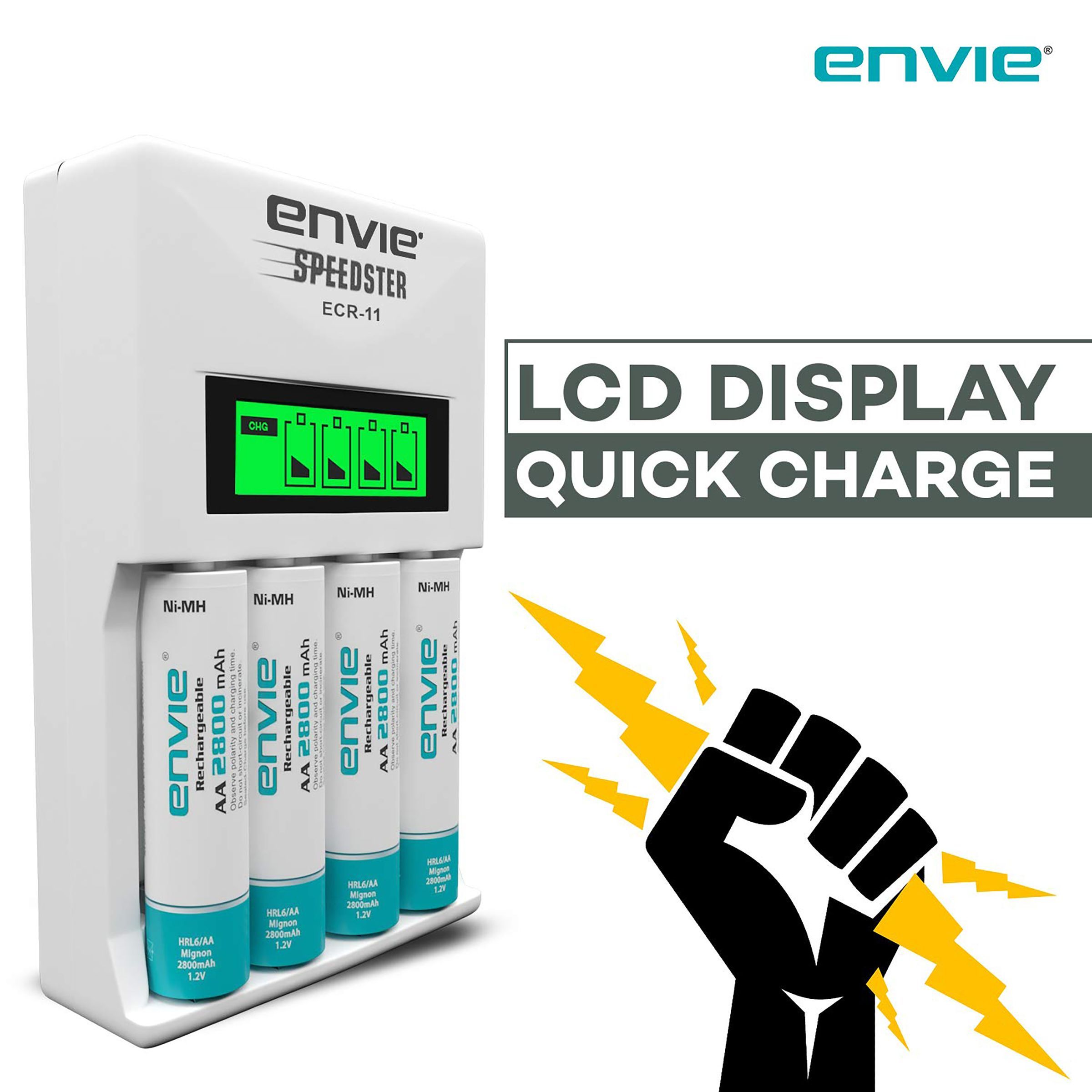 envie Speedster ECR11 Camera Battery Charger Combo for AA28004PL (4-Ports, LCD Display)_8
