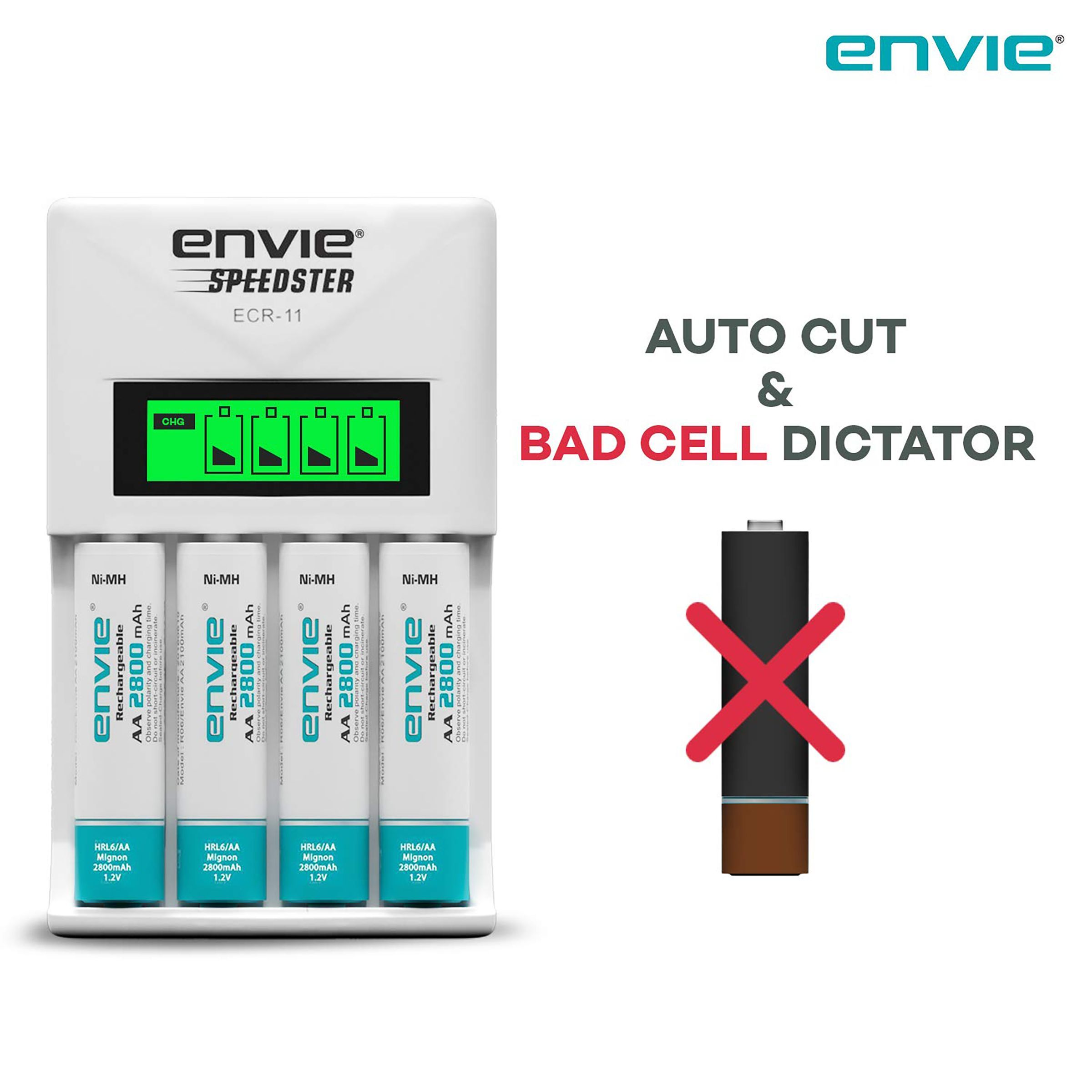 envie Speedster ECR11 Camera Battery Charger Combo for AA28004PL (4-Ports, LCD Display)_5