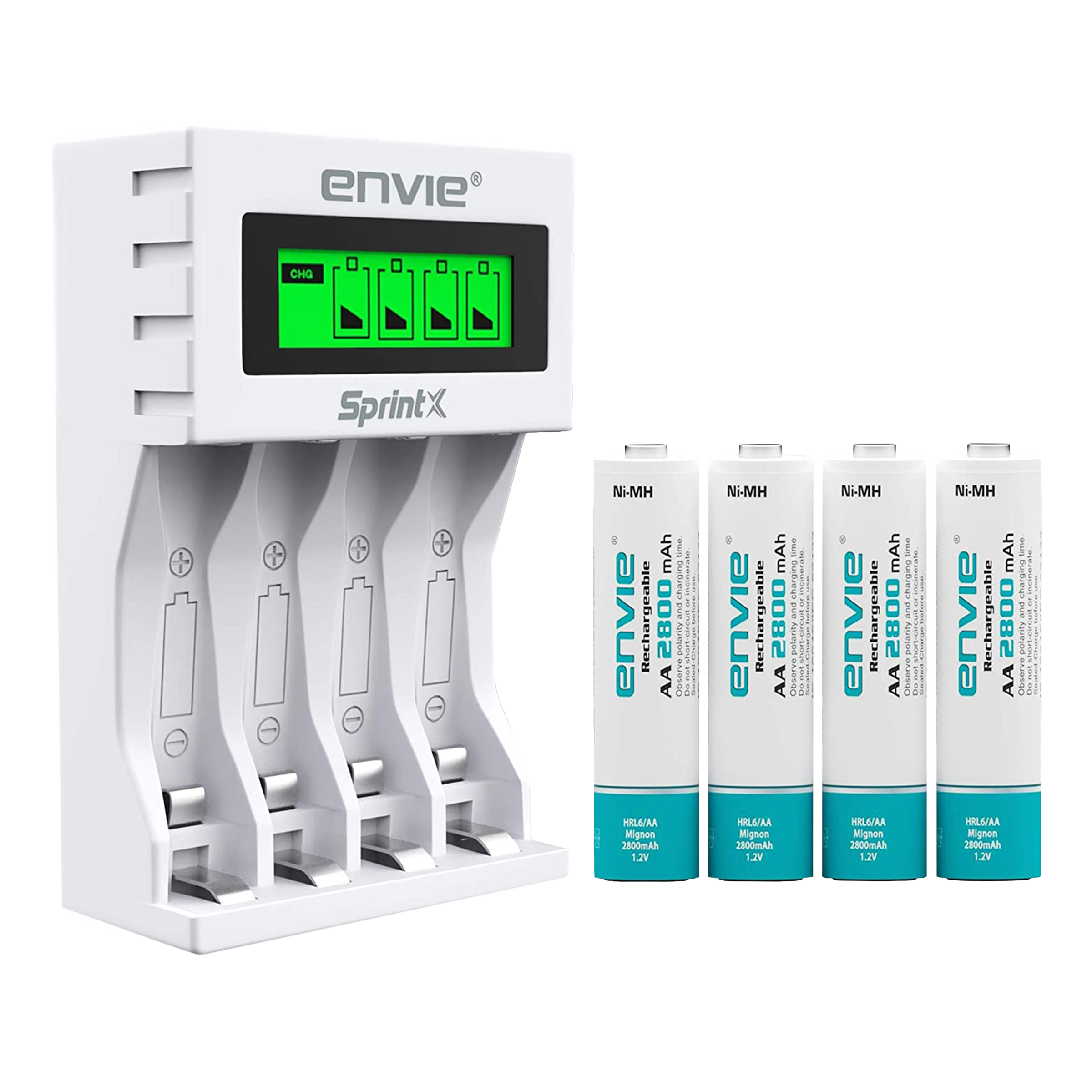 envie SprintX ECR11 MC Fast Camera Battery Charger Combo for 28004PL (4-Ports, LCD Display)_1