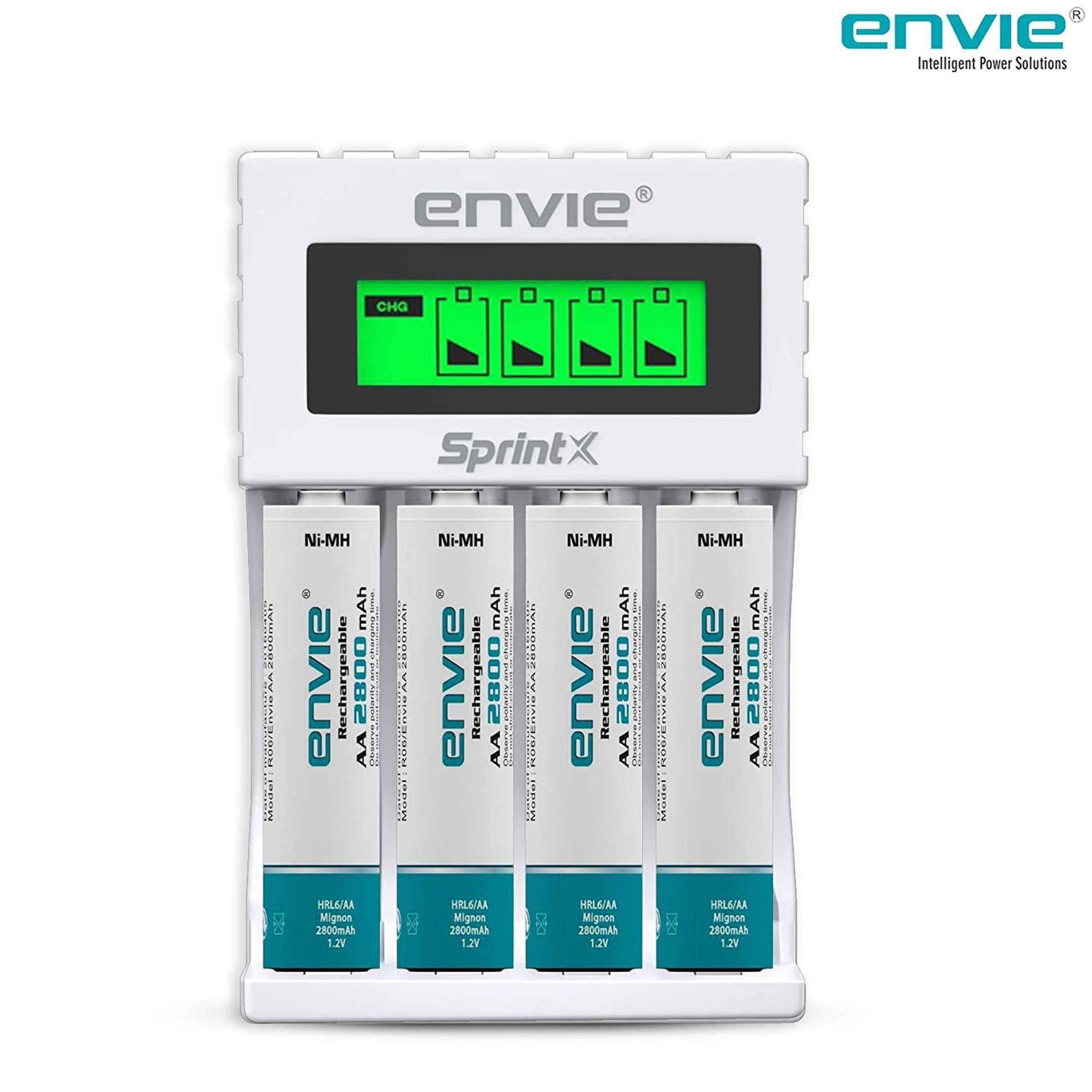 envie SprintX ECR11 MC Fast Camera Battery Charger Combo for 28004PL (4-Ports, LCD Display)_3