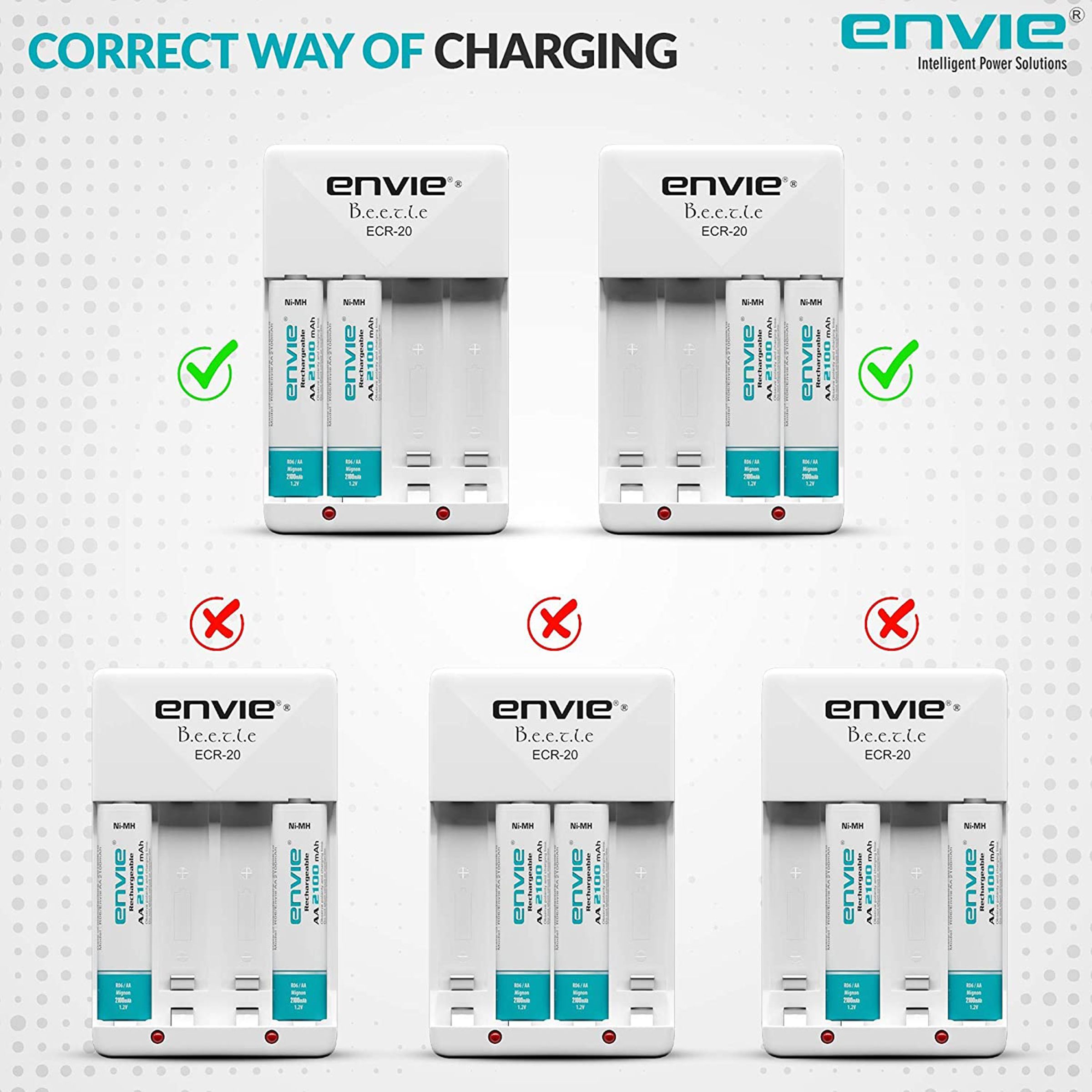 envie Beetle ECR-20 Camera Battery Charger Combo for AA21002PL (4-Ports, Short Circuit Protection)_4