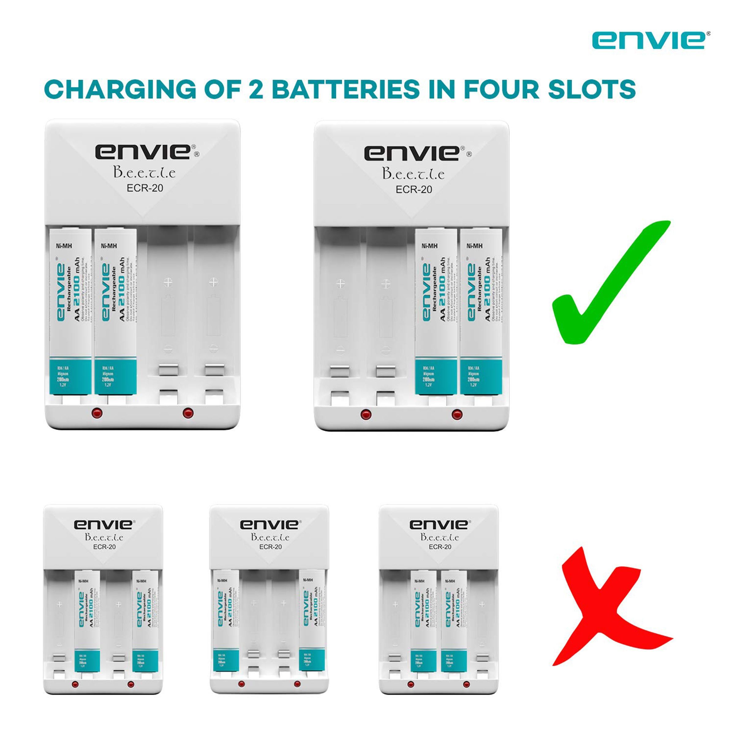 envie Beetle ECR-20 Camera Battery Charger Combo for AA28004PL (4-Ports, Short Circuit Protection)_8