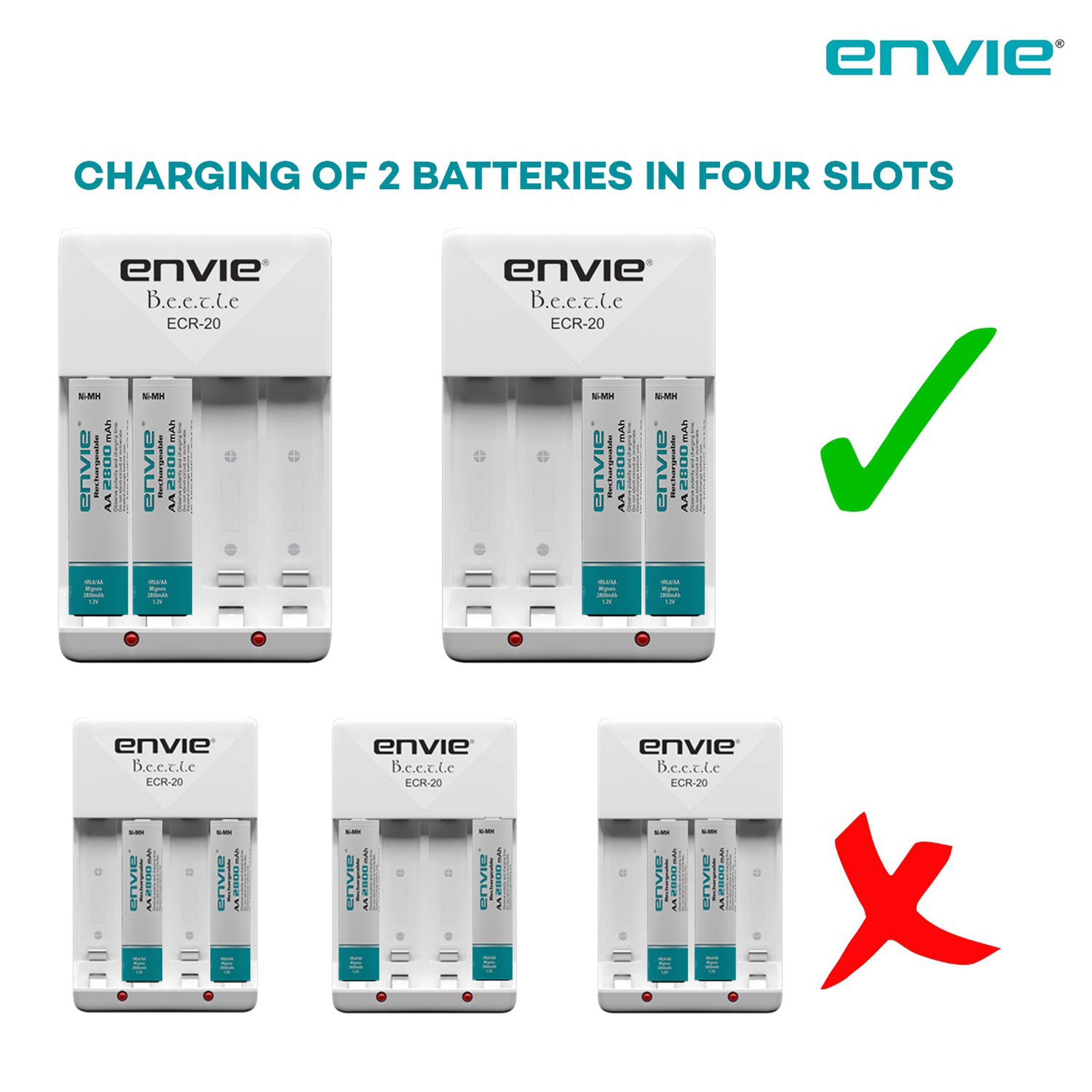 envie Beetle ECR-20 Quick Camera Battery Charger Combo for AA28004PL (4-Ports, Short Circuit Protection)_4