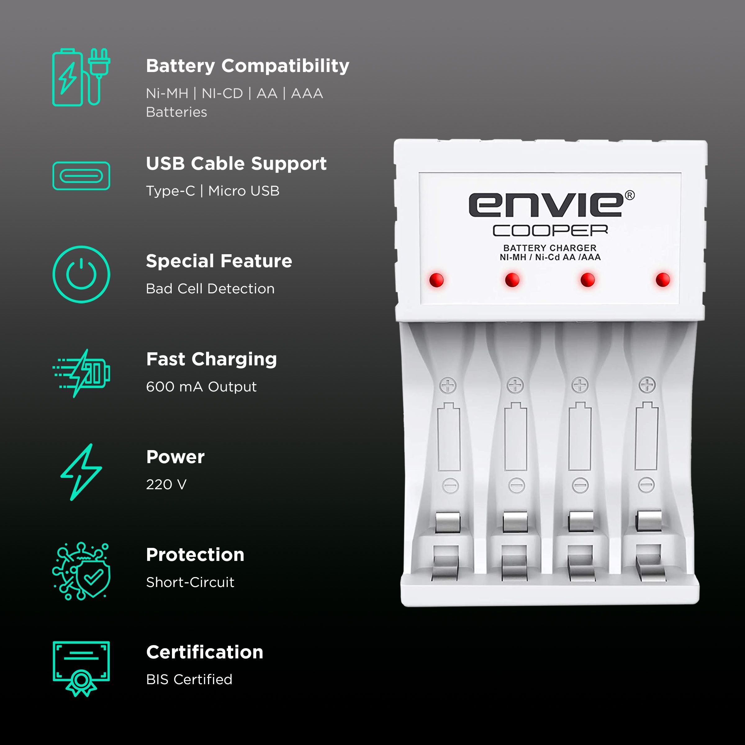 envie Cooper ECR-20 MC Camera Battery Charger for (4-Ports, Short Circuit Protection) envie Cooper ECR-20 MC Camera Battery Charger for (4-Ports, Short Circuit Protection)_2