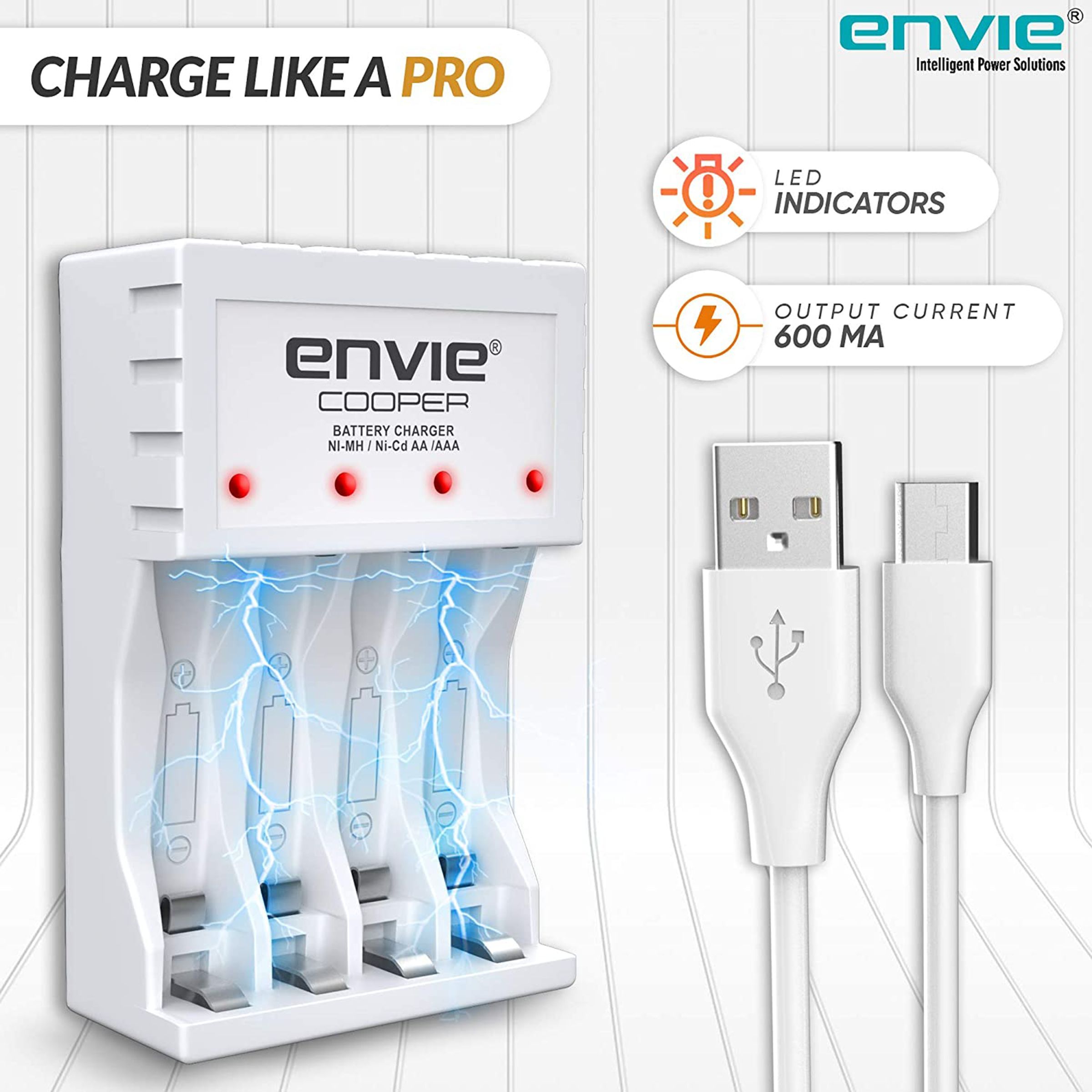 envie Cooper ECR-20 MC Camera Battery Charger for (4-Ports, Short Circuit Protection) envie Cooper ECR-20 MC Camera Battery Charger for (4-Ports, Short Circuit Protection)_5