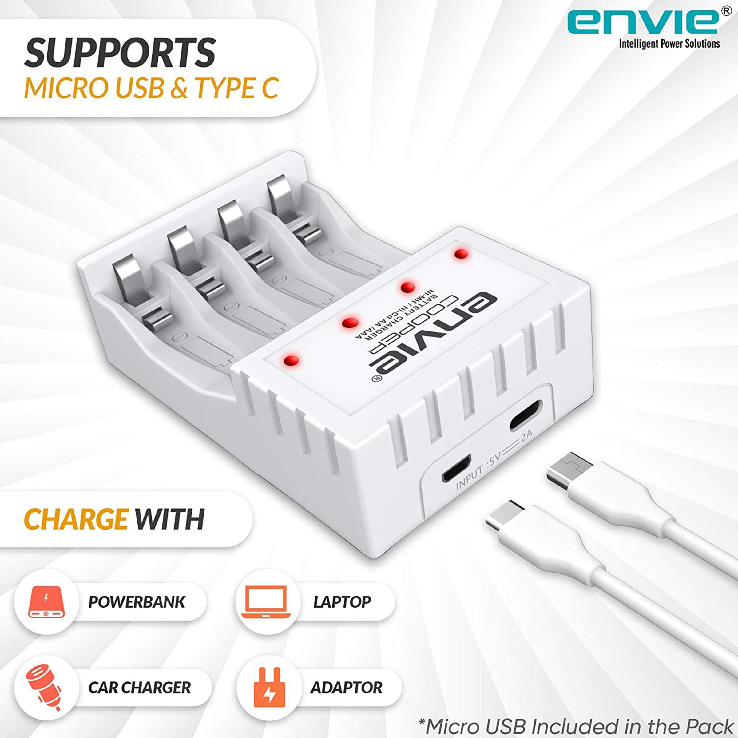 envie Cooper ECR-20 MC Camera Battery Charger for (4-Ports, Short Circuit Protection) envie Cooper ECR-20 MC Camera Battery Charger for (4-Ports, Short Circuit Protection)_6