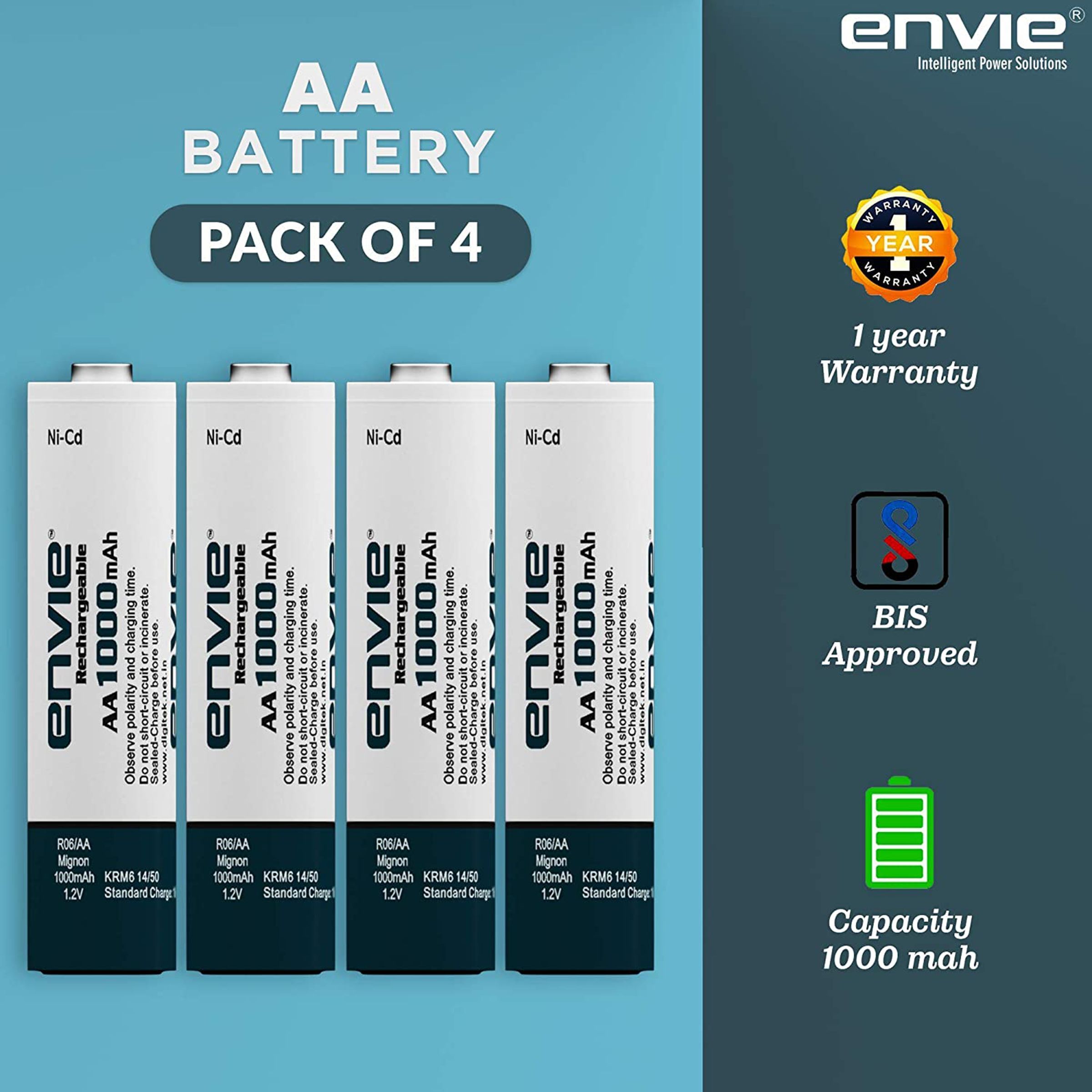 envie Cooper ECR-20 MC Camera Battery Charger Combo for AA1000 (4-Ports, Short Circuit Protection)_6