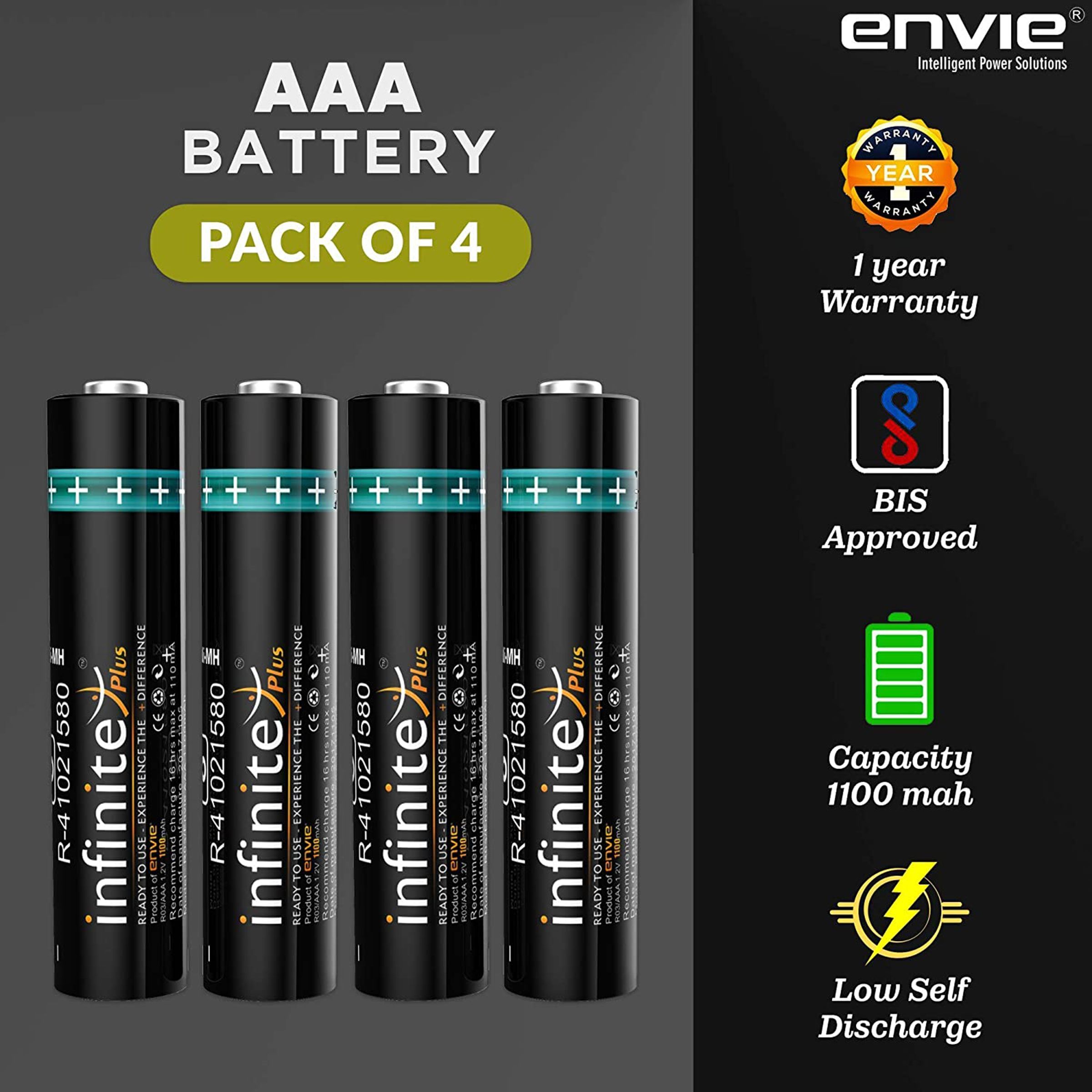 envie Cooper ECR-20 MC Camera Battery Charger Combo for AAA1100 (4-Ports, Short Circuit Protection)_7