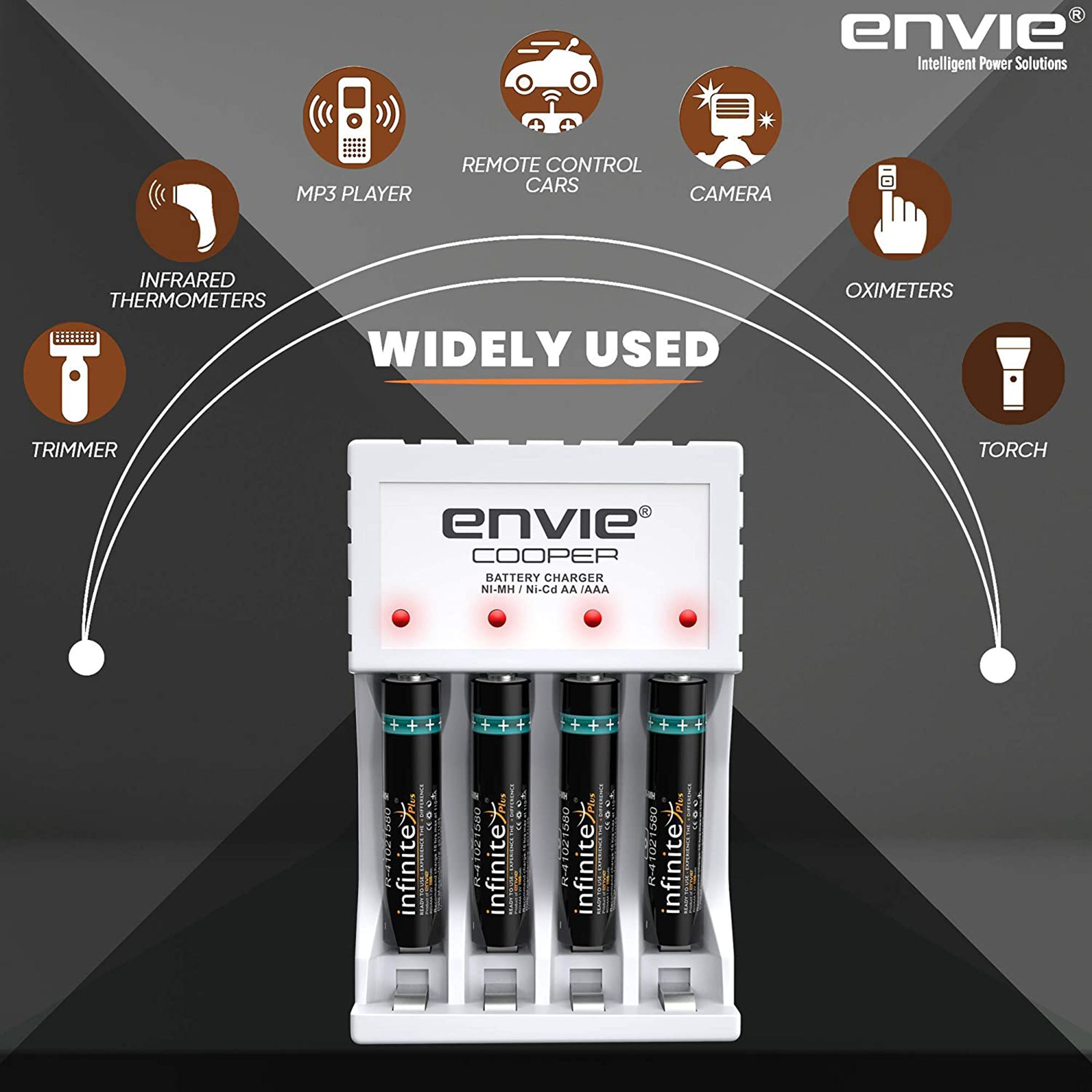 envie Cooper ECR-20 MC Camera Battery Charger Combo for AAA1100 (4-Ports, Short Circuit Protection)_5