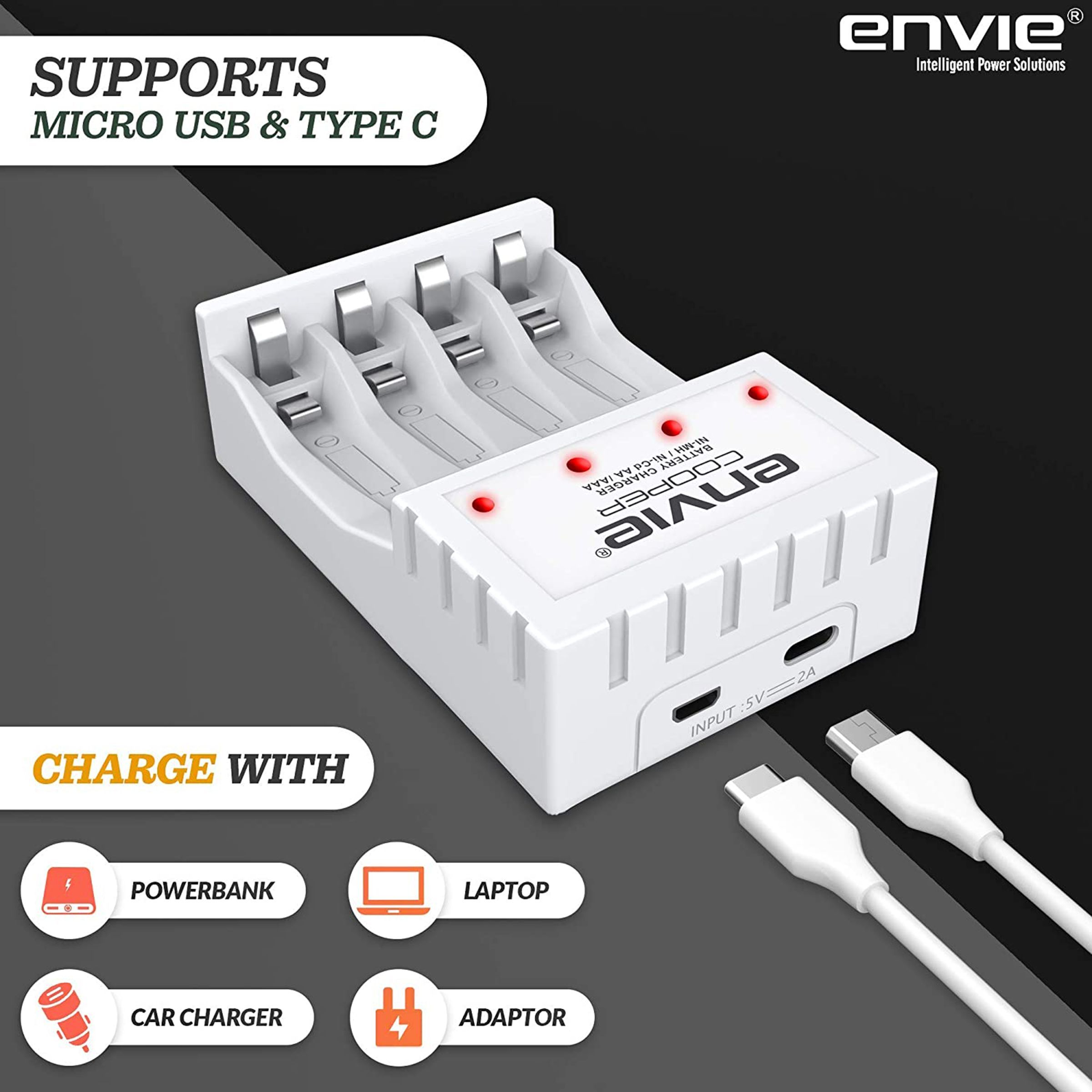 envie Cooper ECR-20 MC Camera Battery Charger Combo for AAA1100 (4-Ports, Short Circuit Protection)_6