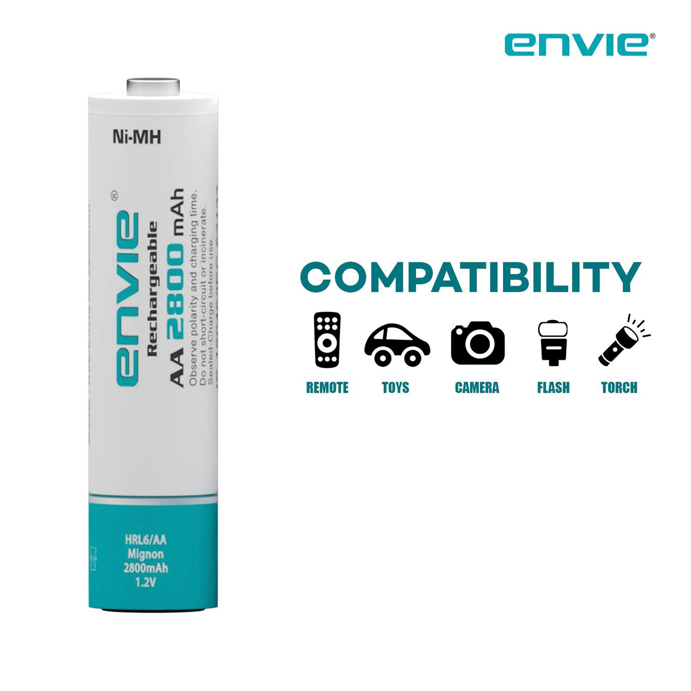 envie AA2800 2PL 2800 mAh Ni-MH AA Rechargeable Battery (Pack of 2)_6