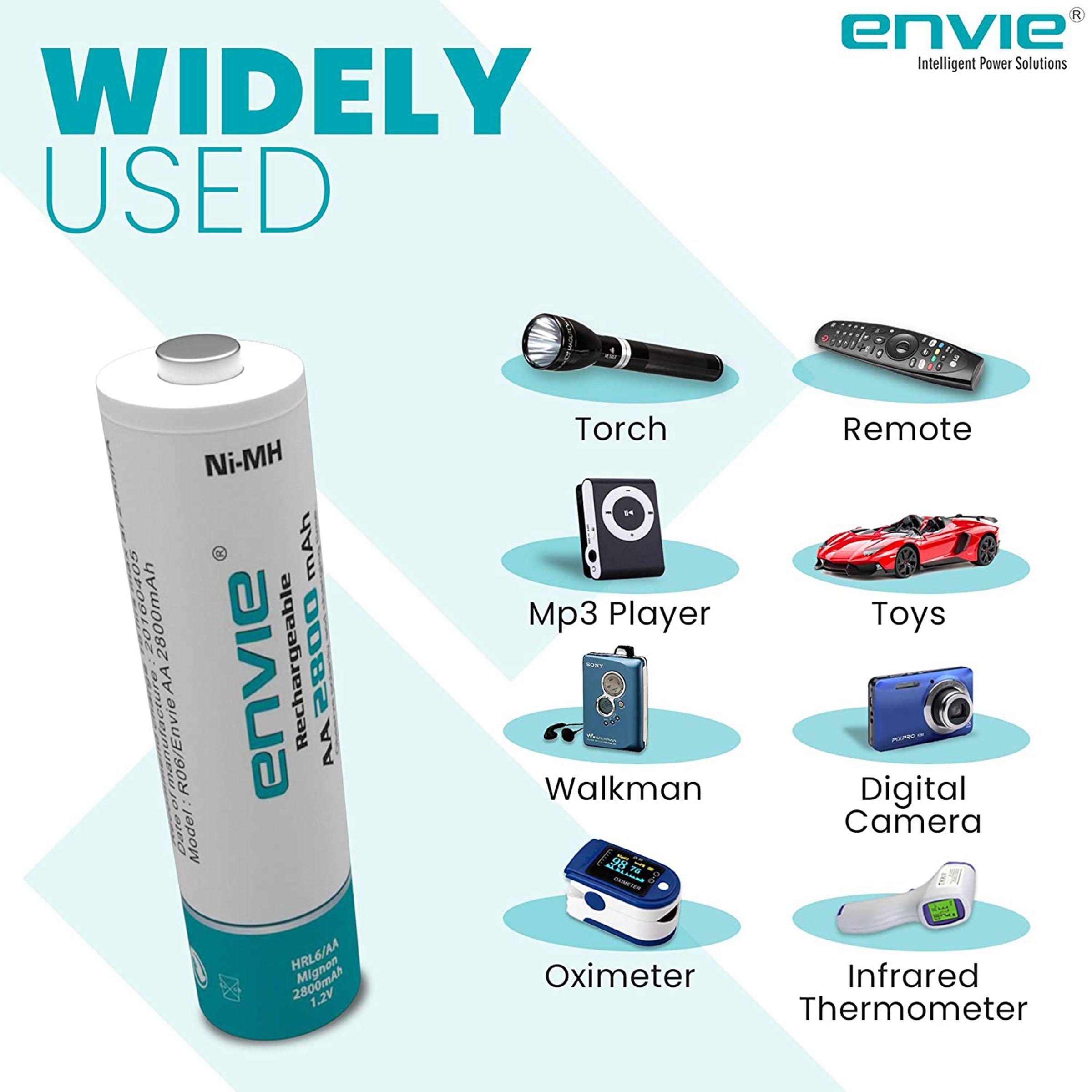 envie AA2800 4PL 2800 mAh Ni-MH AA Rechargeable Battery (Pack of 4)_8