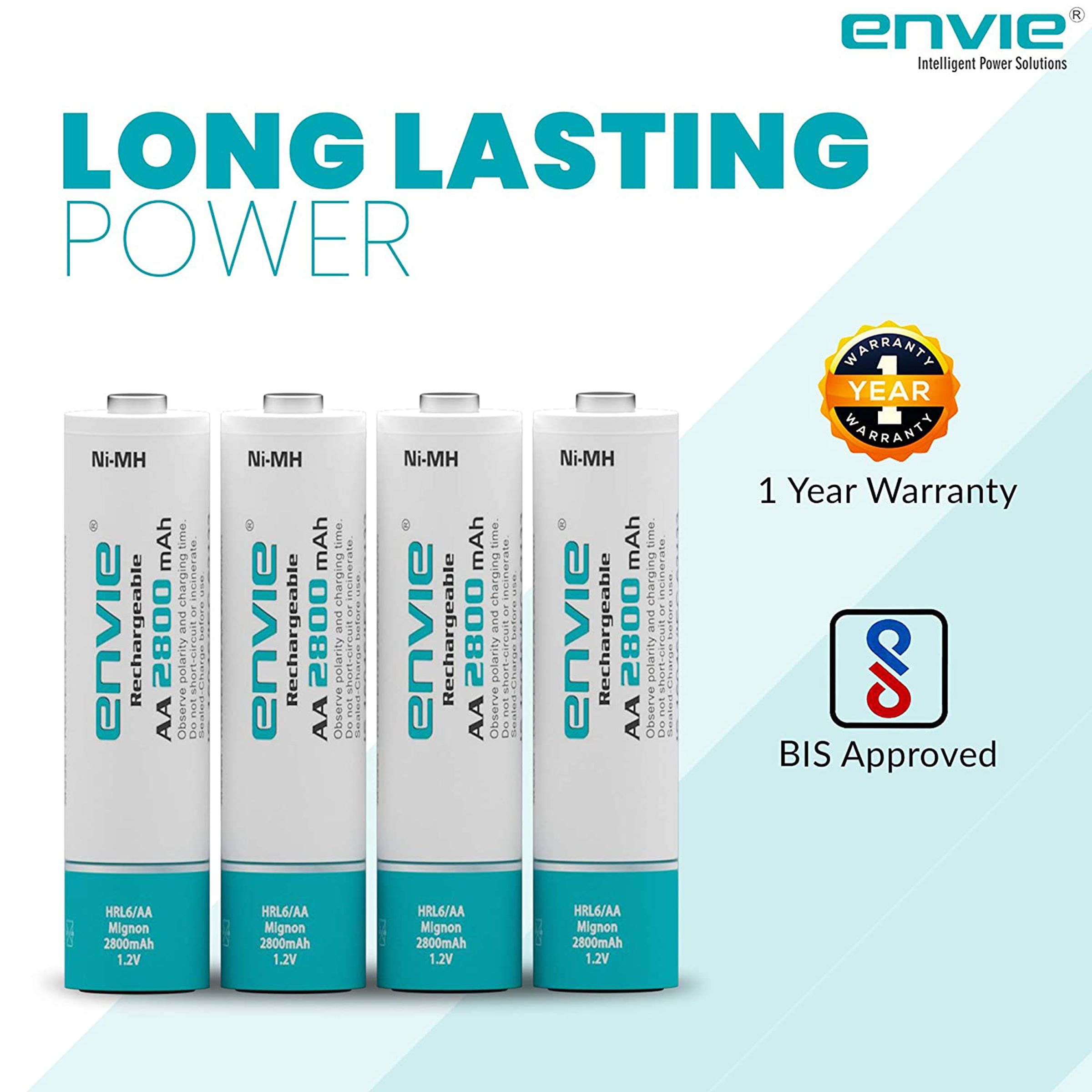 envie AA2800 4PL 2800 mAh Ni-MH AA Rechargeable Battery (Pack of 4)_6