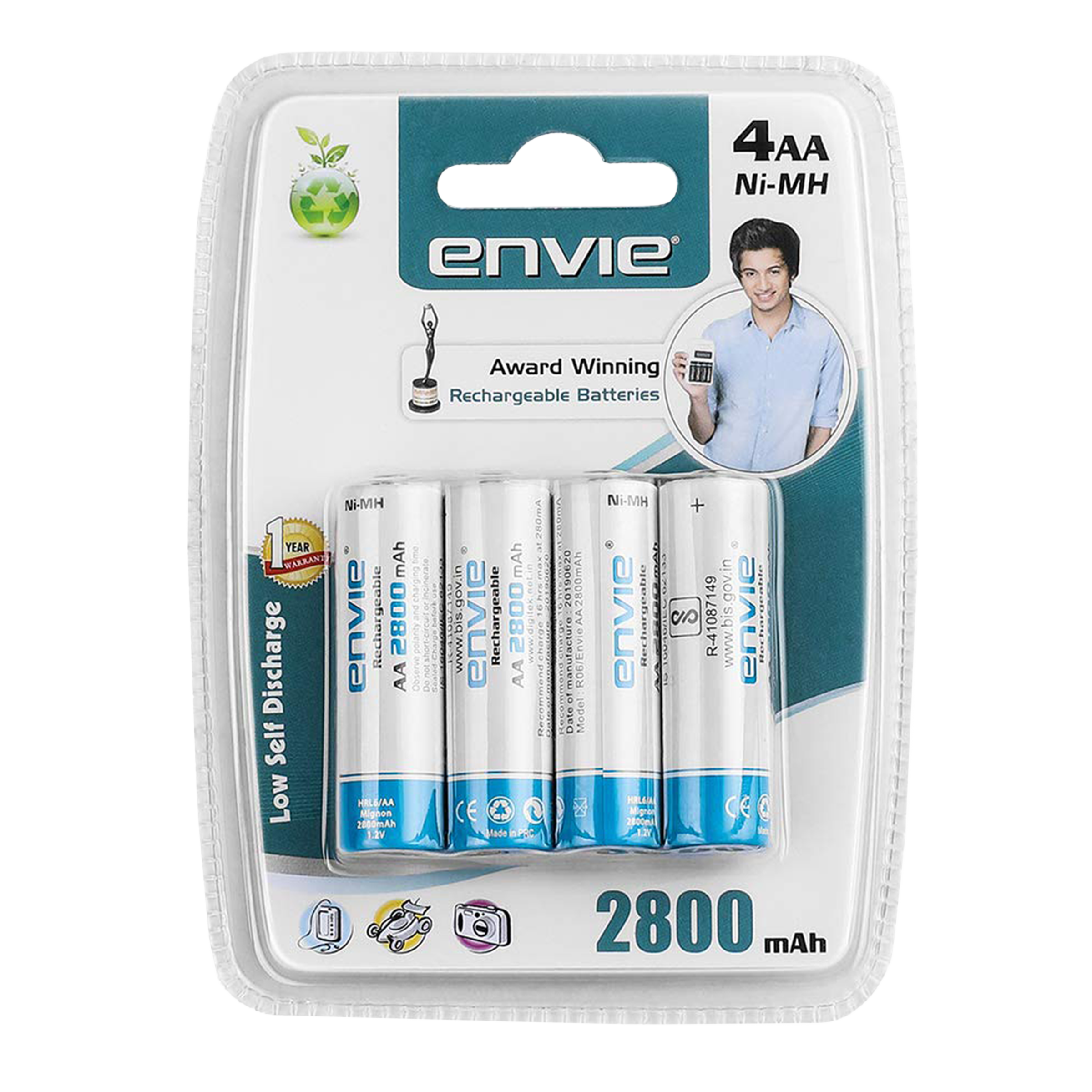 envie AA2800 4PL 2800 mAh Ni-MH AA Rechargeable Battery (Pack of 4)_7