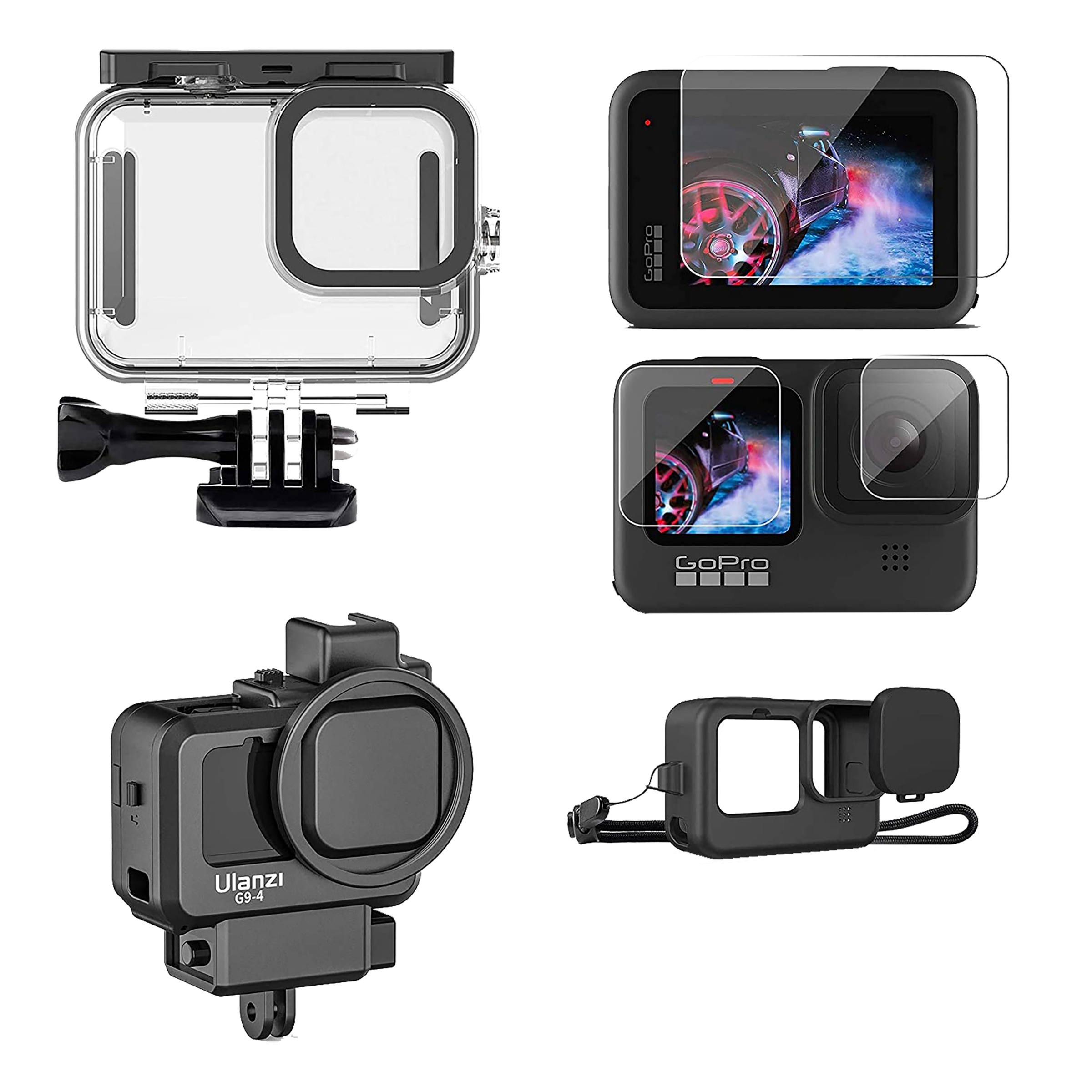 HIFFIN Accessories Kit For GoPro Hero 9 (Waterproof Carrying Case, Black)_1