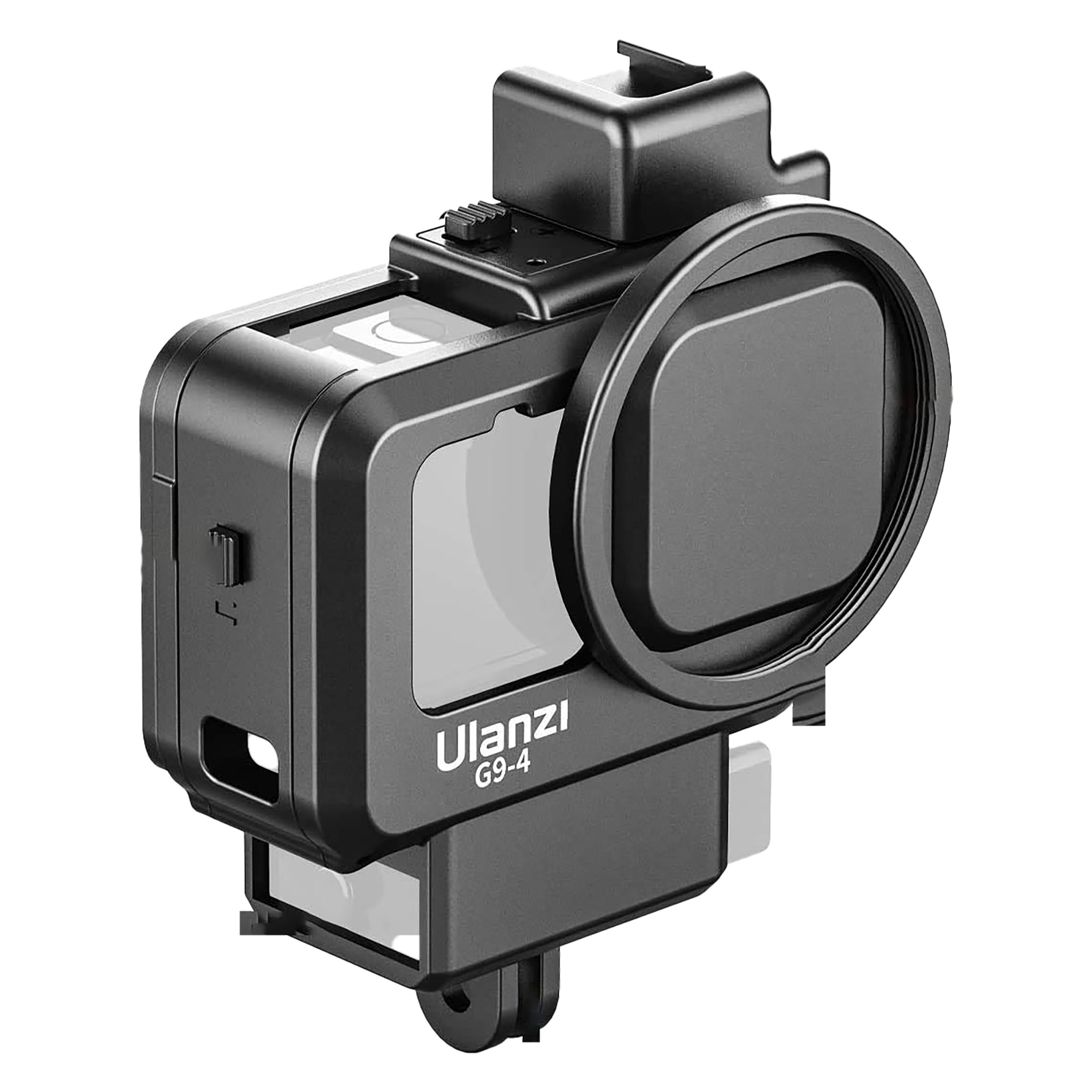 Hiffin Frame Shell For GoPro Hero 9/10/11 & Hero 9-4  (Cold Shoe Mount, Acc H9 & H1, Black)_8