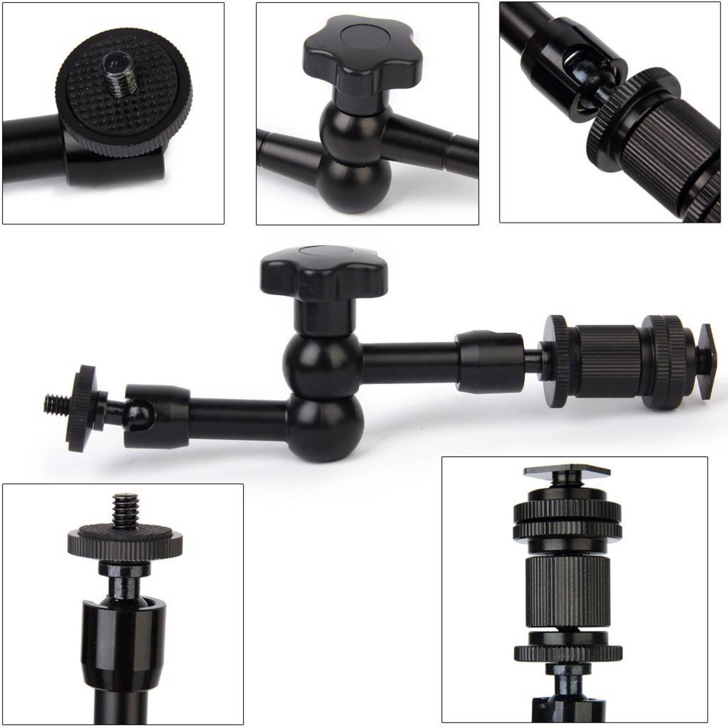 HIFFIN Articulating Friction Magic Arm for Camera (360 Degree Seivel Head, Black)_4
