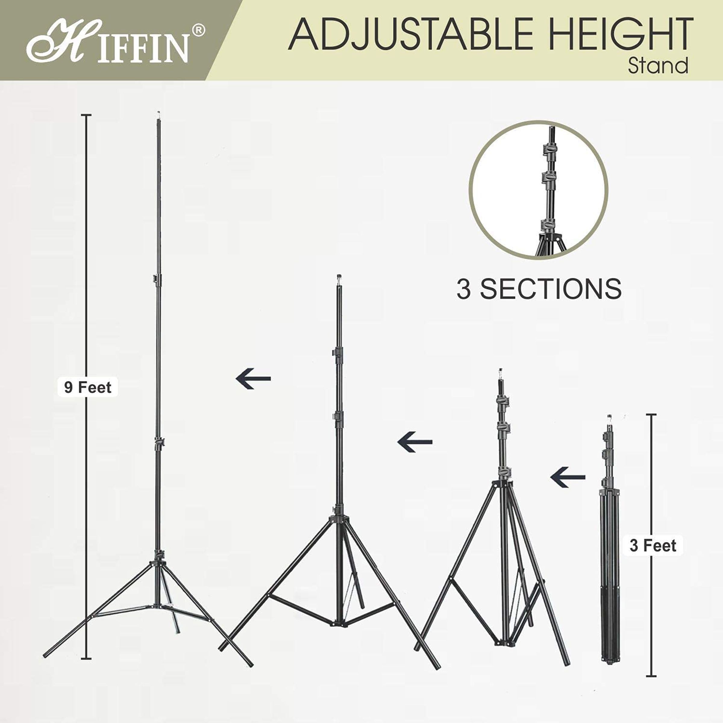 HIFFIN E27 Studio Double Holder KIT with 2 Light Stand 9FT, 2 Umbrella, 4 LED Blub for Photography & Videography (Lightweight & Portable)_5