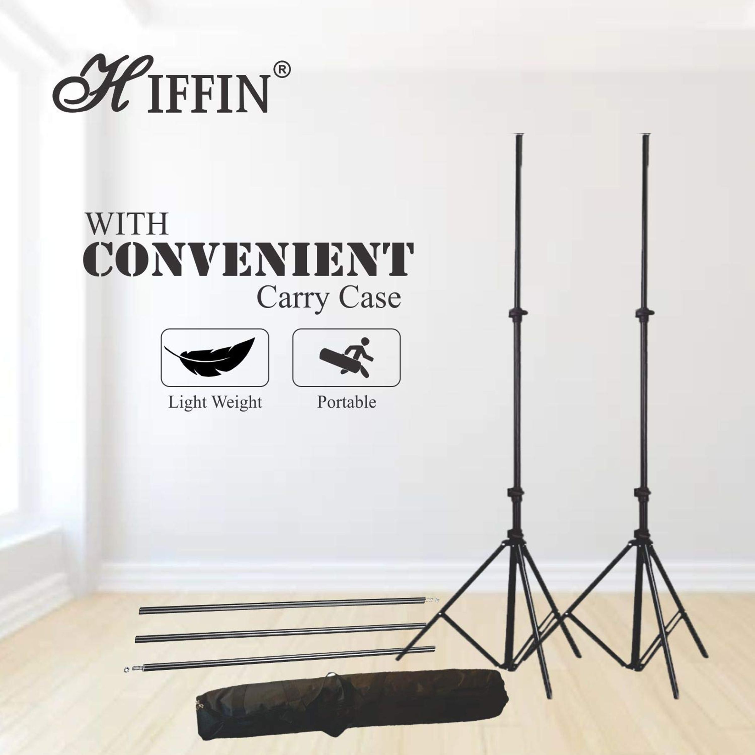 Hiffin Portable Background Stand Kit with Carry Case for Photography (9 Feet Tall Adjustable)_2