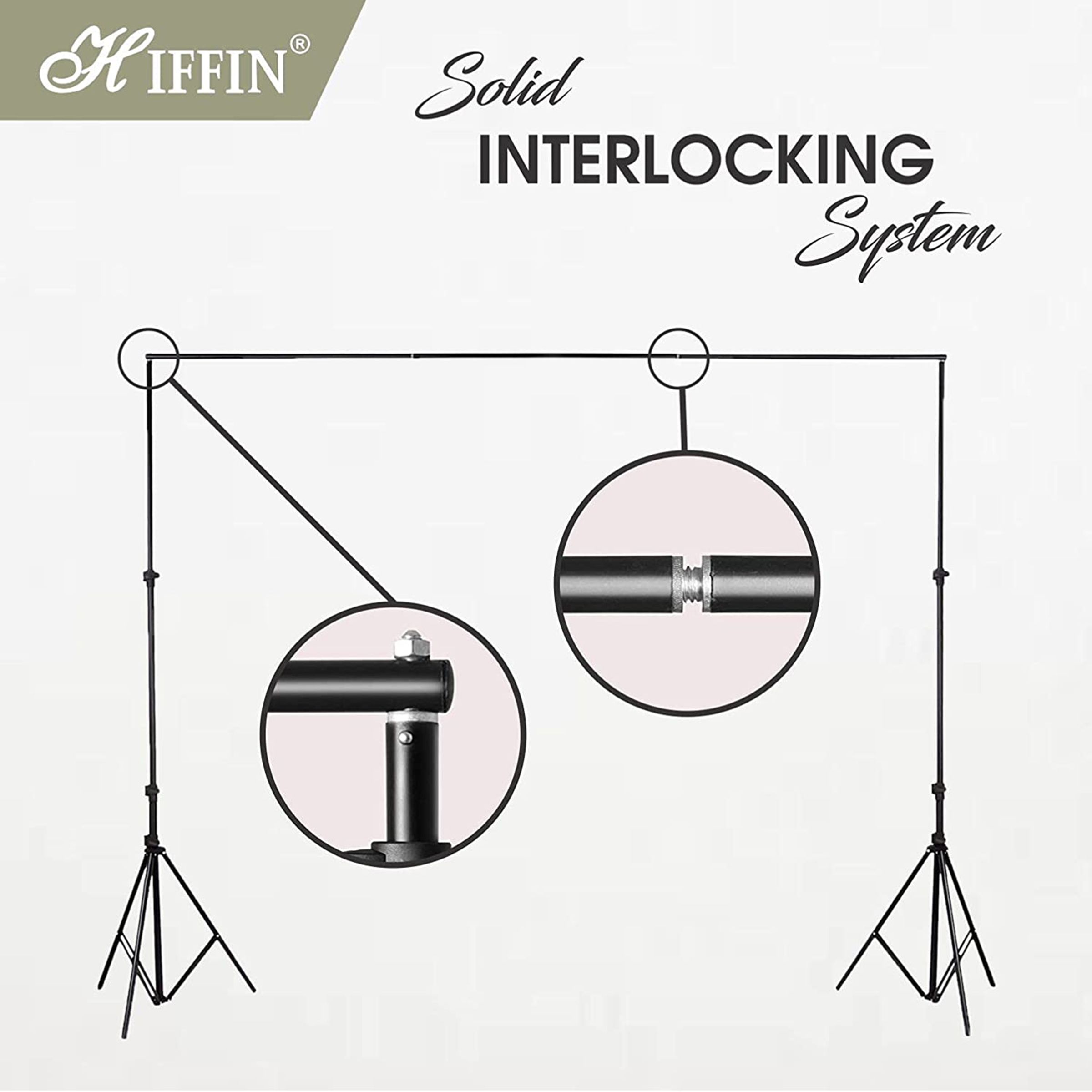 Hiffin Portable Background Stand Kit with Carry Case for Photography (9 Feet Tall Adjustable)_4