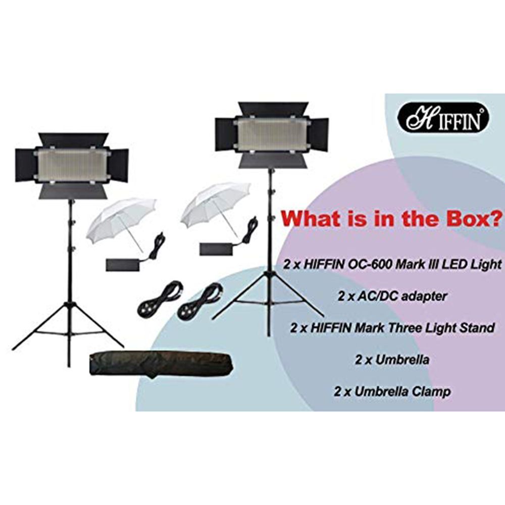HIFFIN HF-600 Mark II Video Light with Light Stand, Umbrella & Umbrella Stand for Videography (Supports Upto 3000g)_5