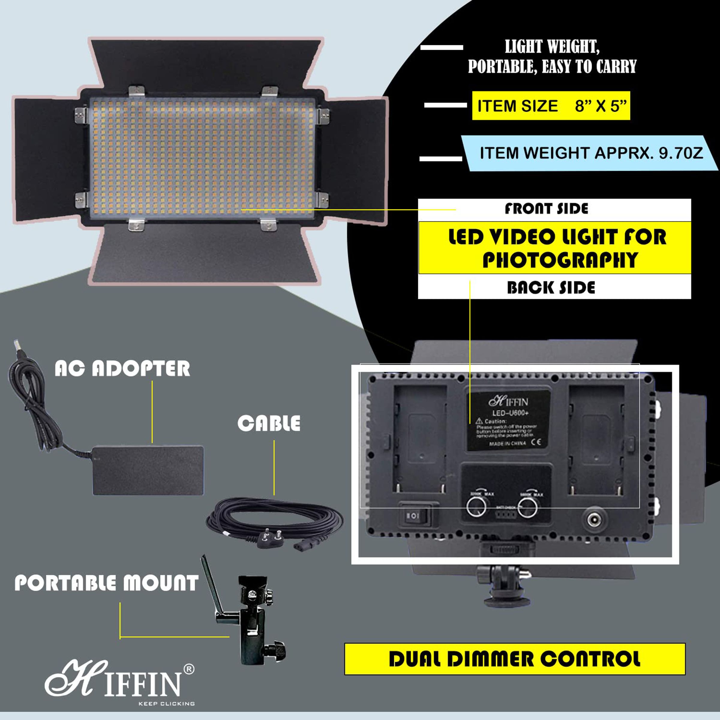HIFFIN HF-600 Mark II Video Light with Light Stand, Umbrella & Umbrella Stand for Videography (Supports Upto 3000g)_12