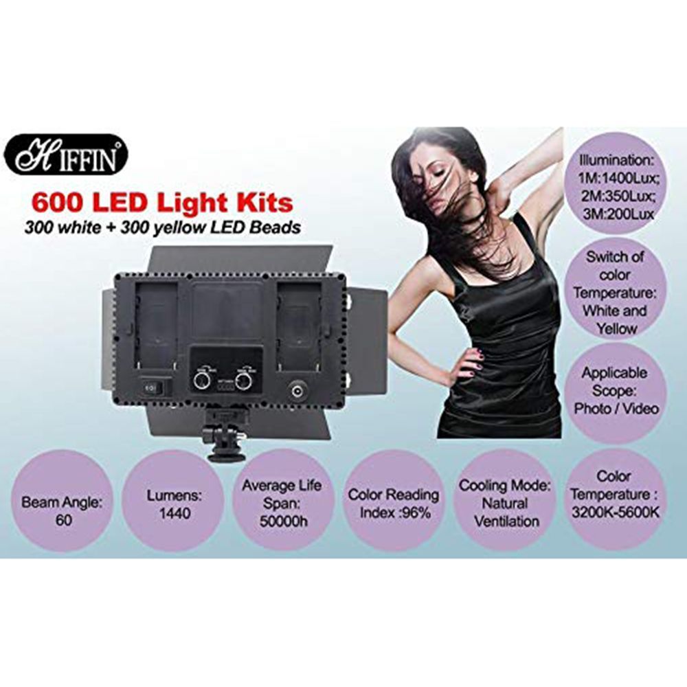 HIFFIN HF-600 Mark II Video Light with Light Stand, Umbrella & Umbrella Stand for Videography (Supports Upto 3000g)_4