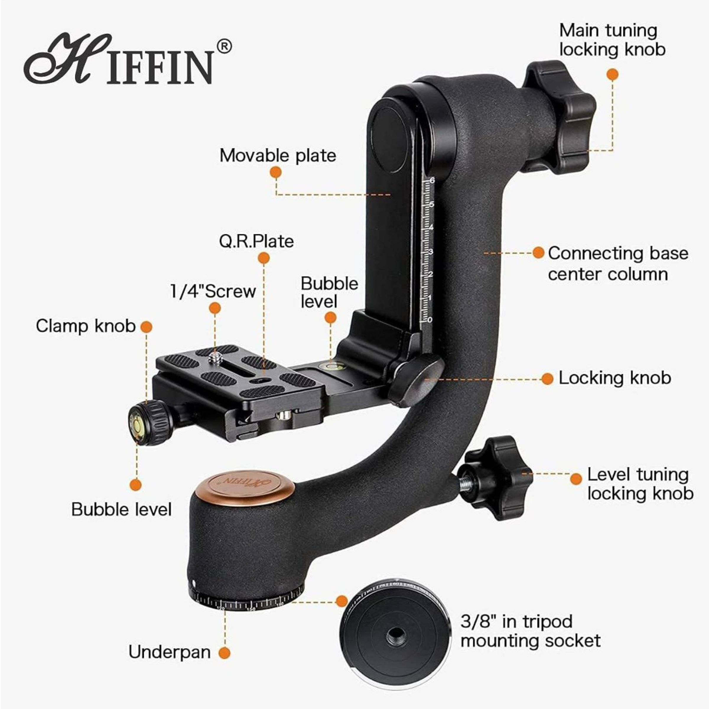 HIFFIN Professional Tripod Mount for Camera (360 Degree Rotation, Black)_9